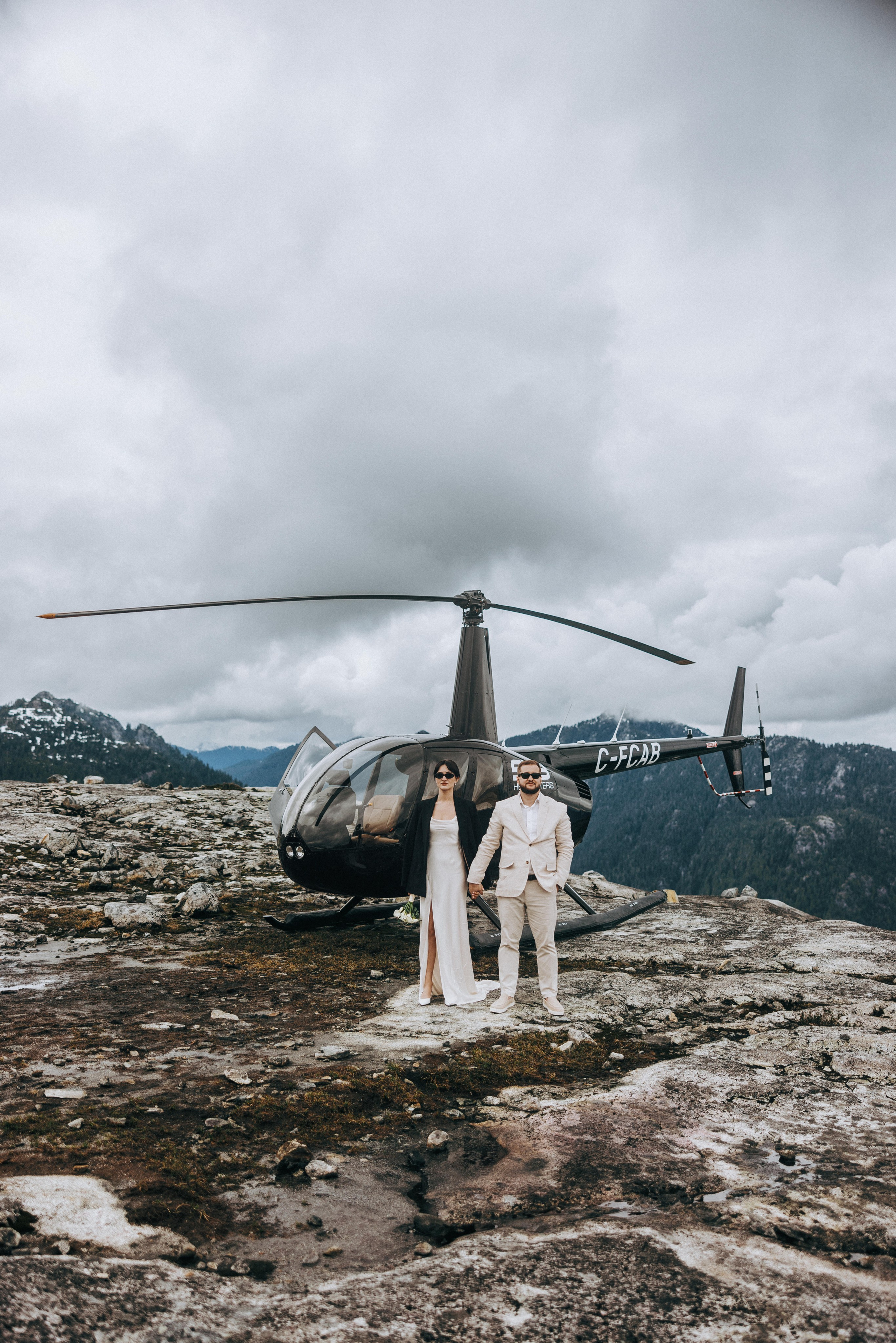 Sky-High Love: Stunning Vancouver Mountain Wedding Shoot by Helicopter. Ivan Skufinsky — wedding and family photographer in Vancouver