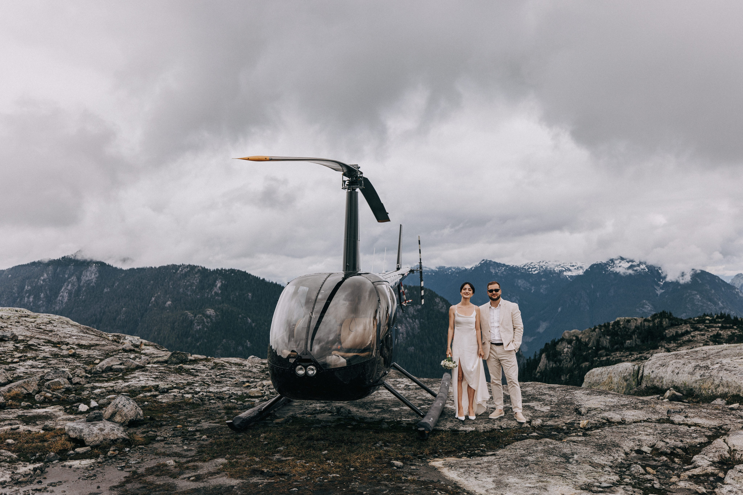 Sky-High Love: Stunning Vancouver Mountain Wedding Shoot by Helicopter. Ivan Skufinsky — wedding and family photographer in Vancouver