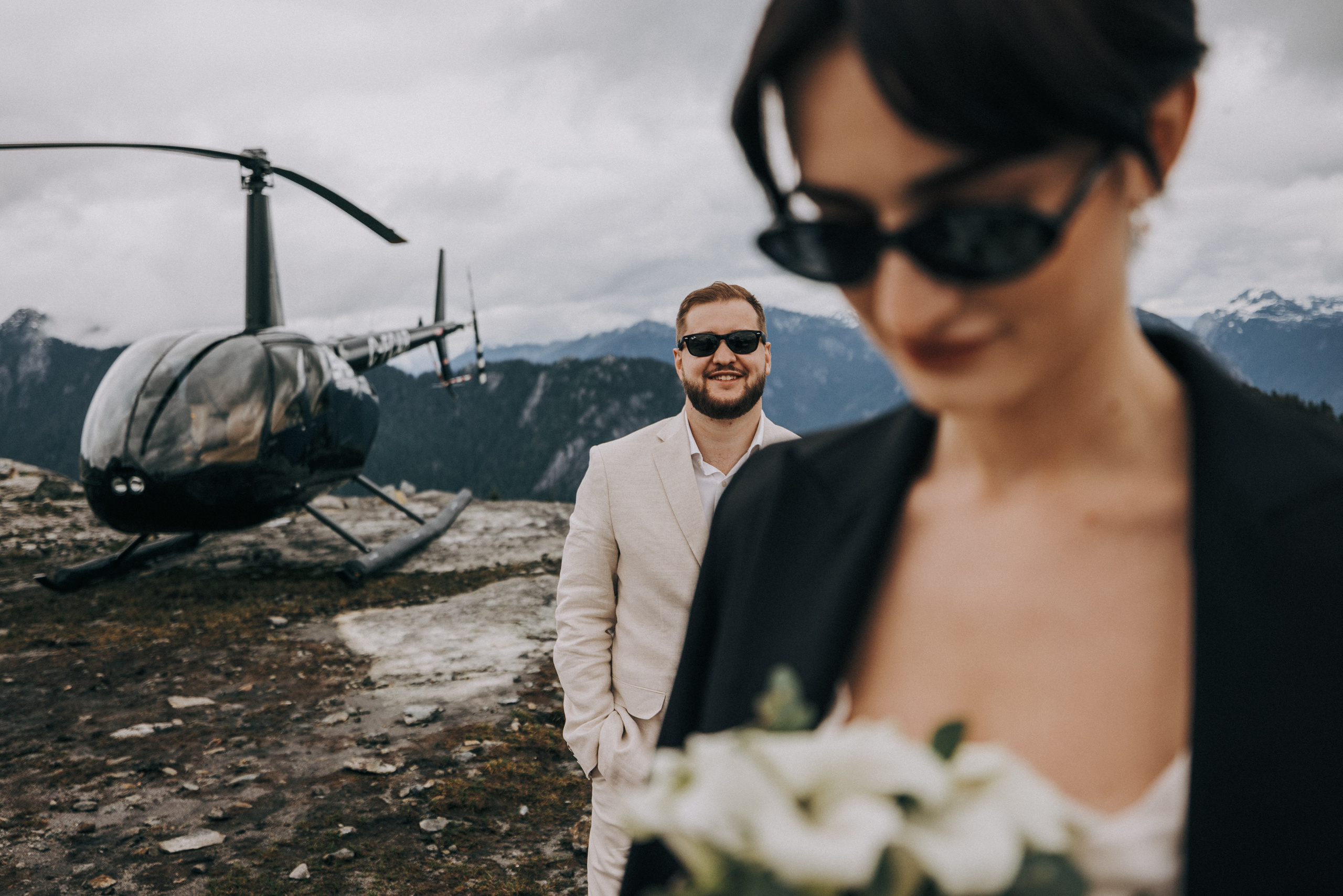 Sky-High Love: Stunning Vancouver Mountain Wedding Shoot by Helicopter. Ivan Skufinsky — wedding and family photographer in Vancouver