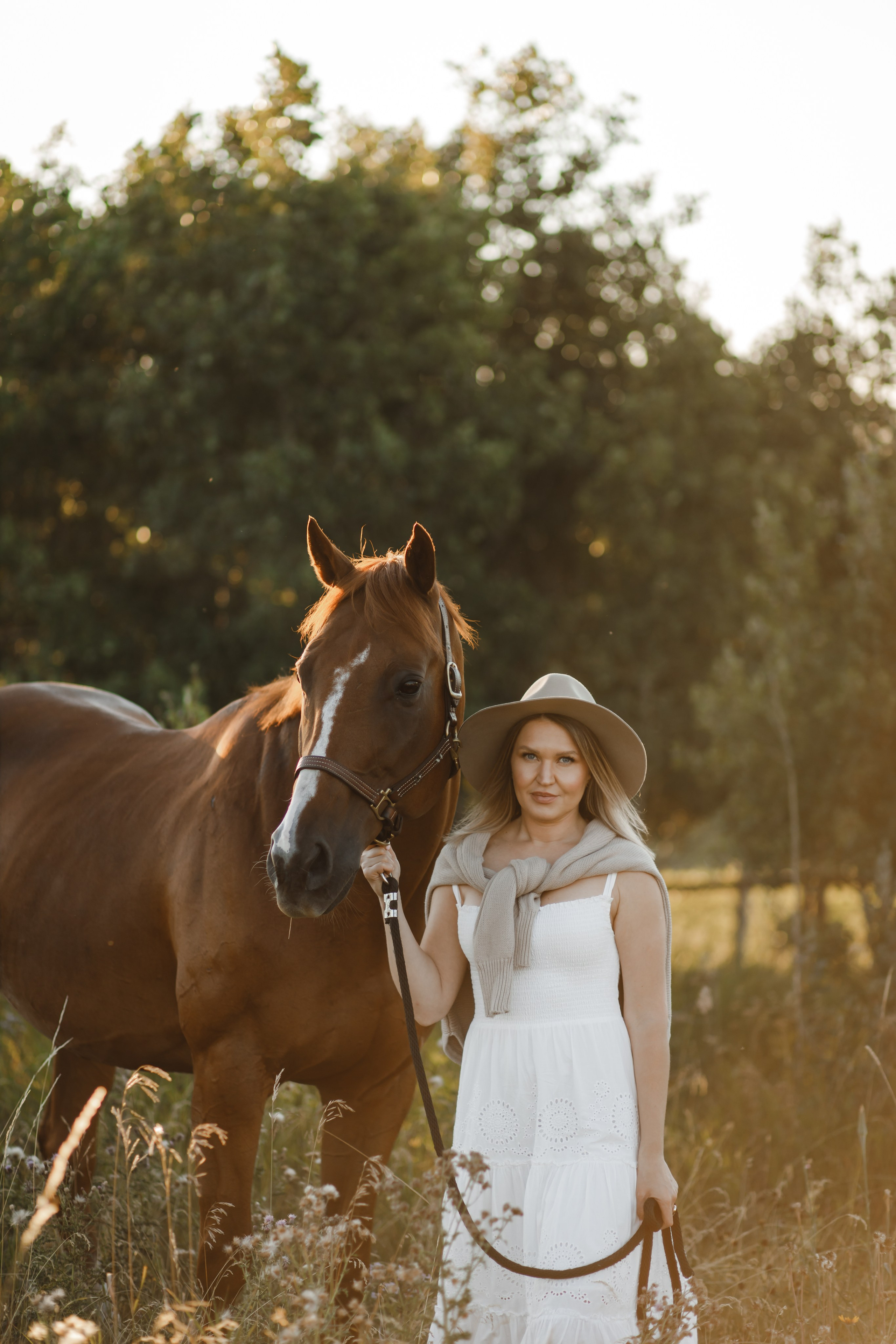 Maria. Sunset photoshoot with hourse