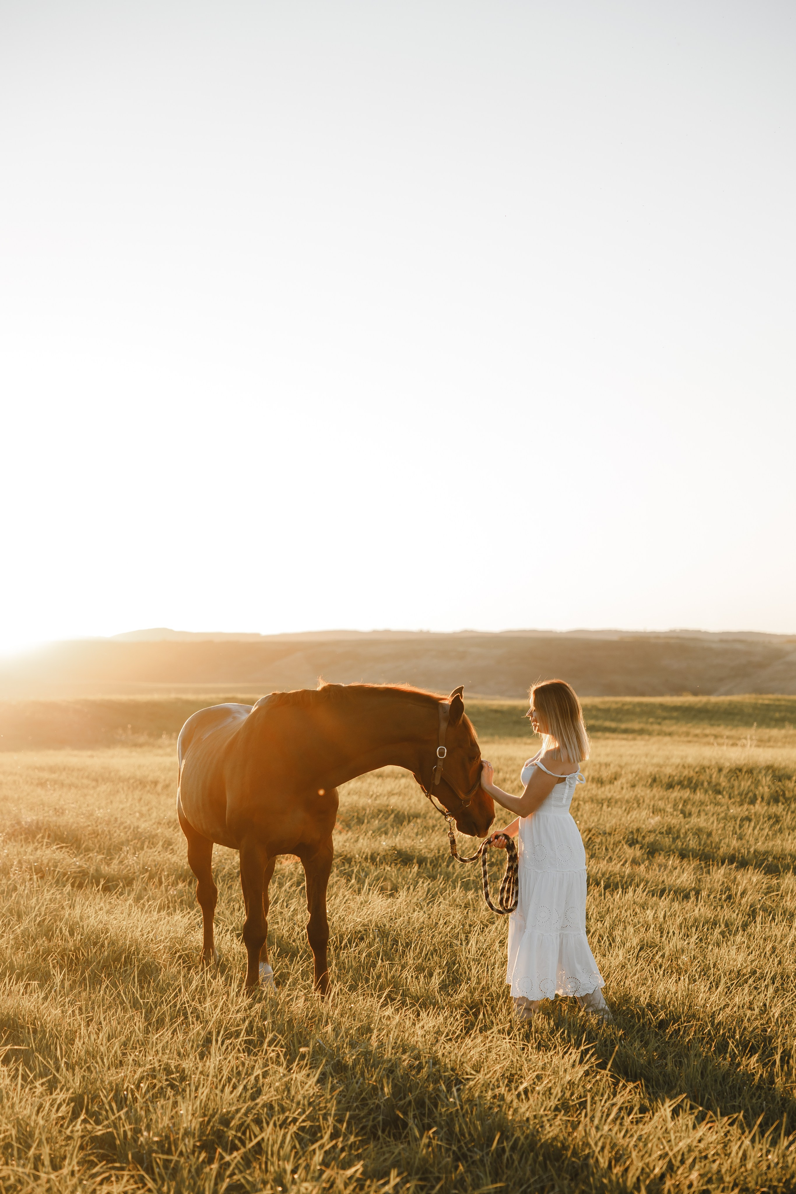 Maria. Sunset photoshoot with hourse
