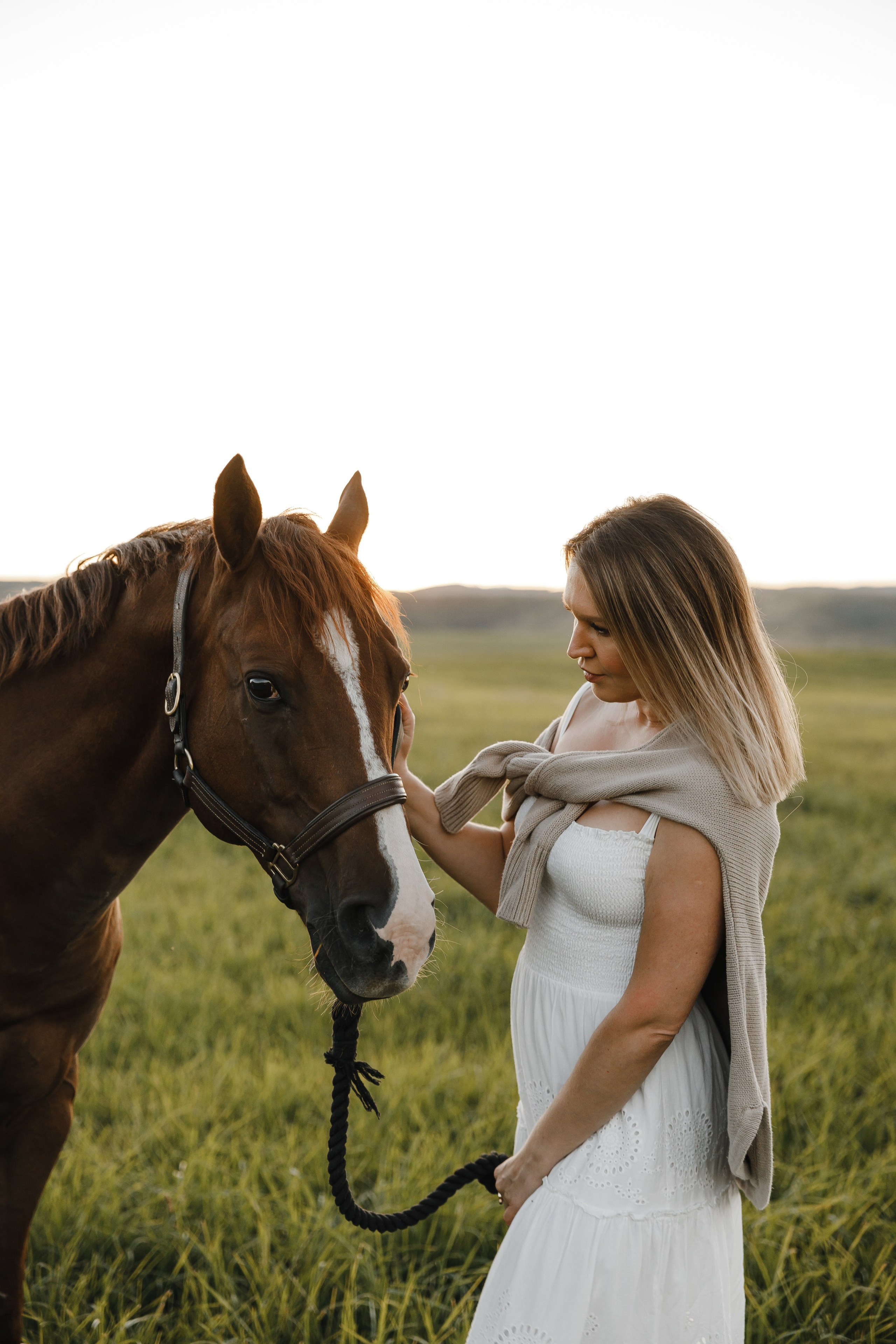 Maria. Sunset photoshoot with hourse