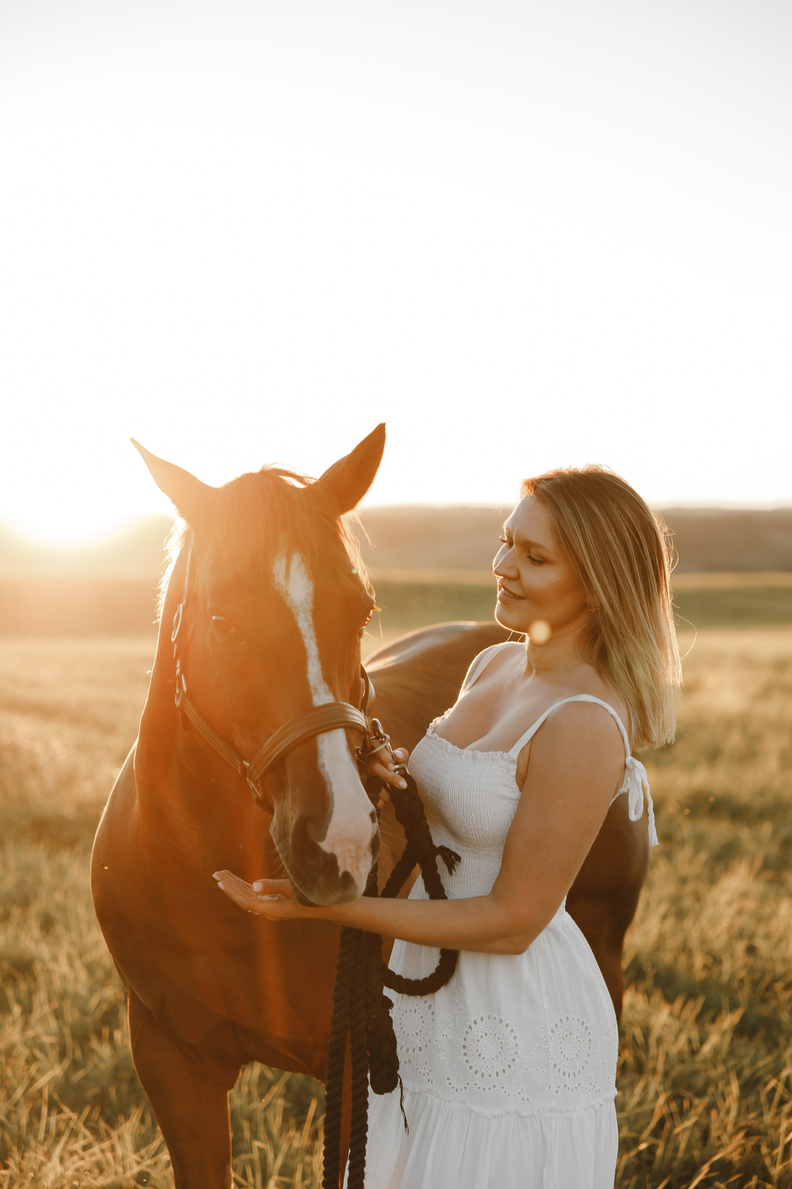 Maria. Sunset photoshoot with hourse