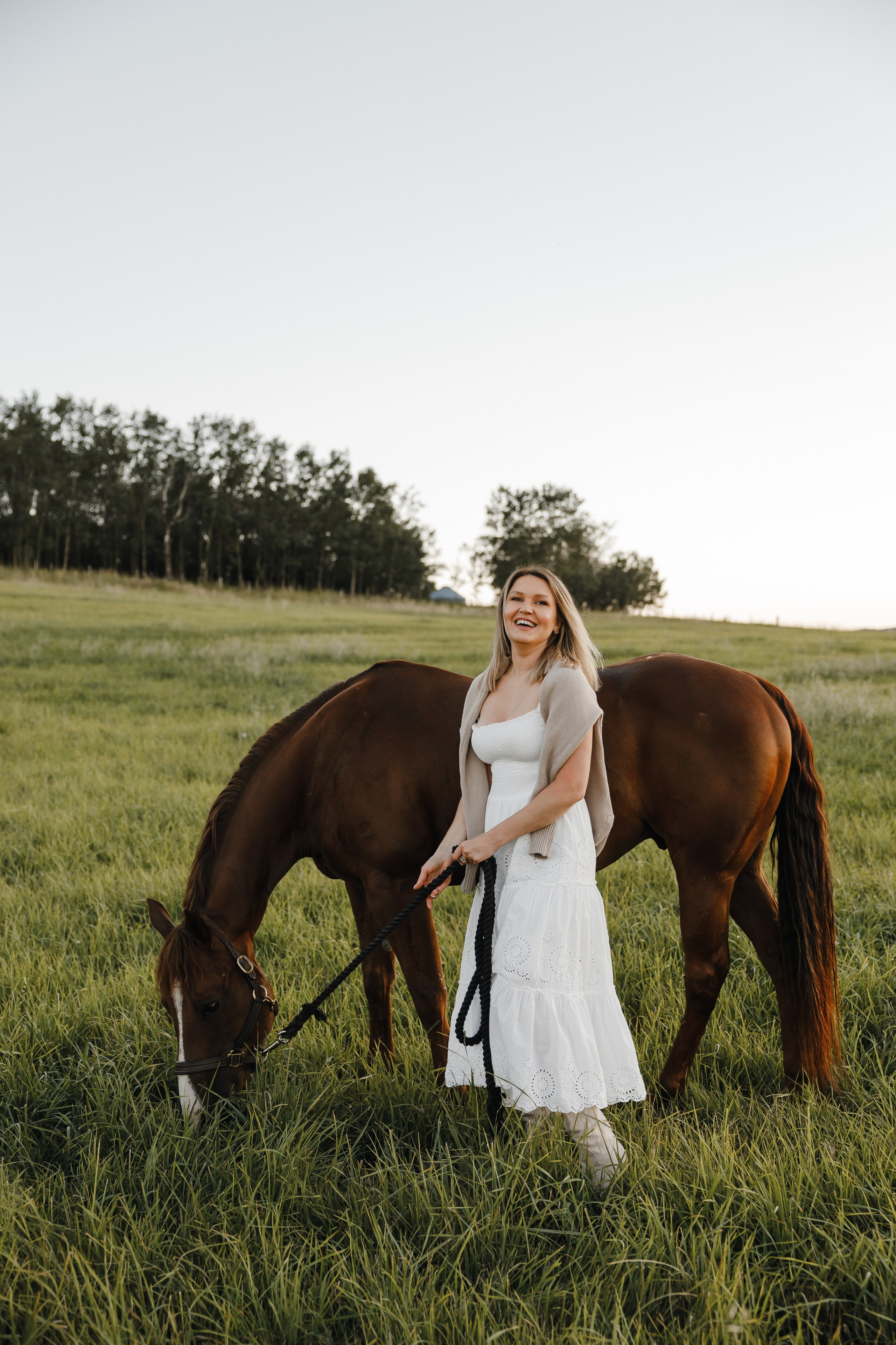 Maria. Sunset photoshoot with hourse