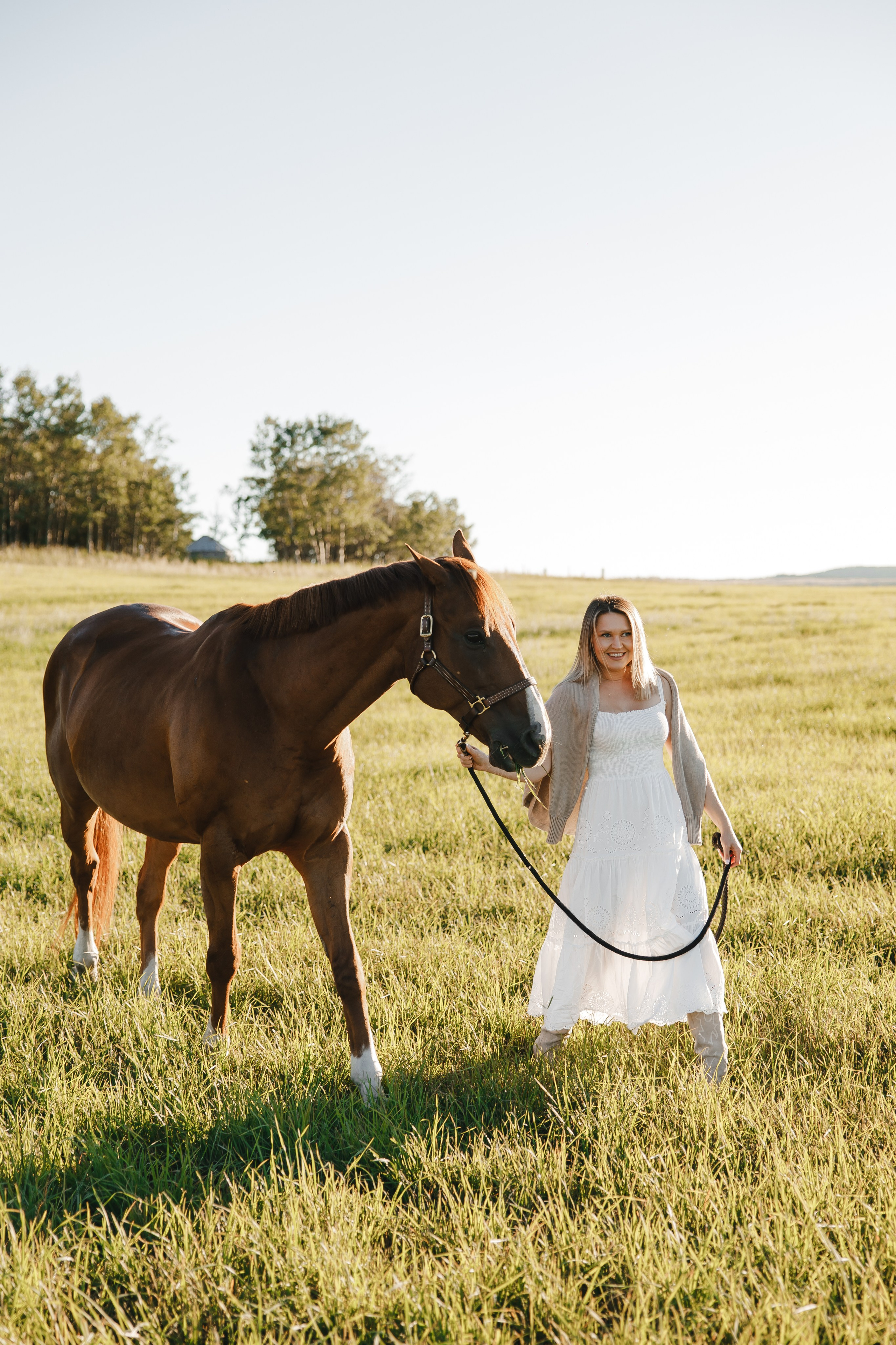Maria. Sunset photoshoot with hourse