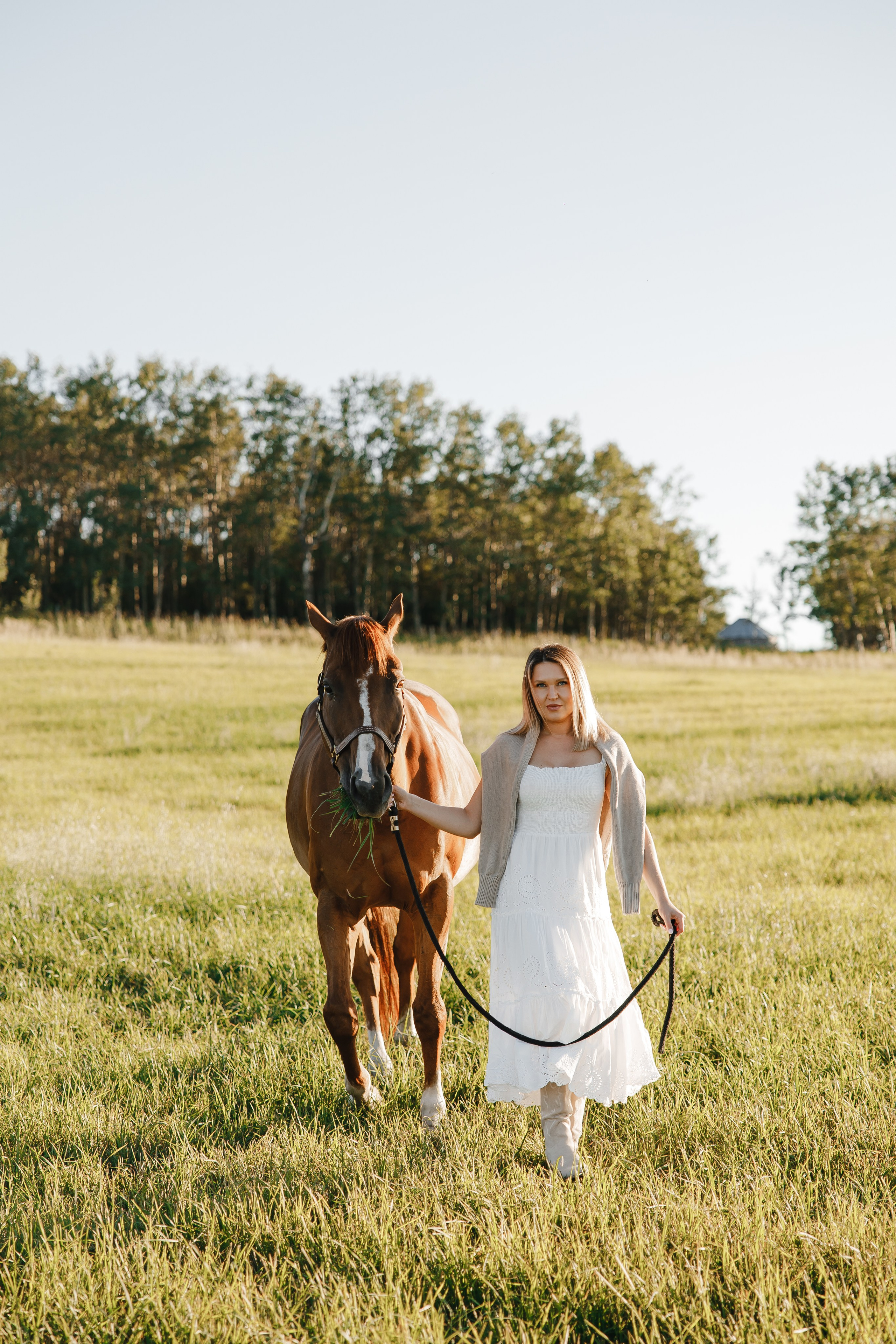 Maria. Sunset photoshoot with hourse
