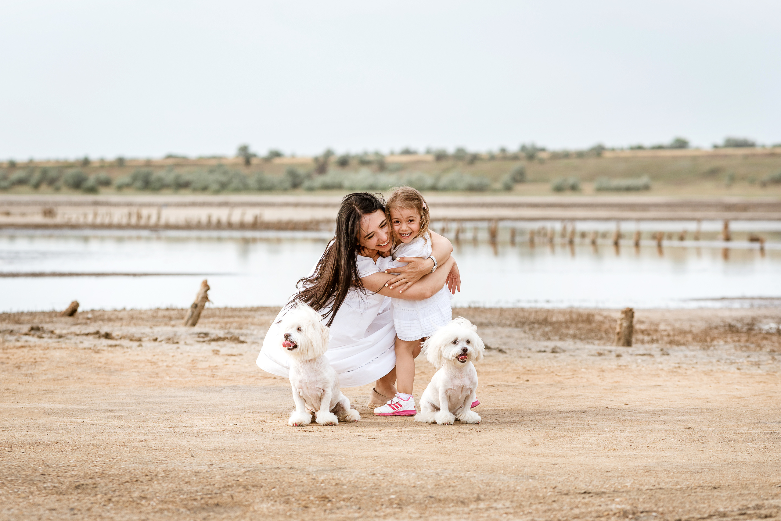 Малышка Аля и 2 болонки