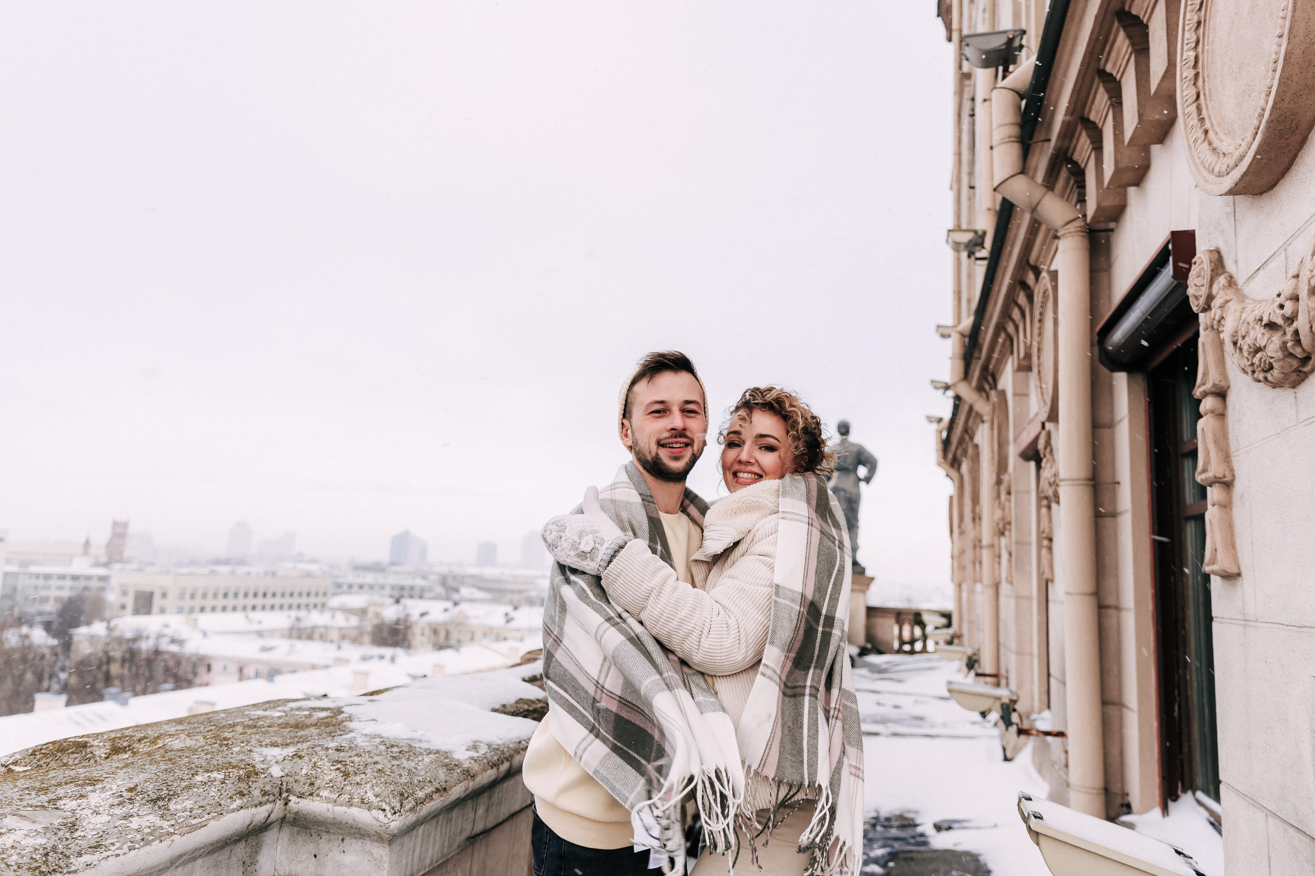 A winter fairy tale in the city center. Wedding and family photographer