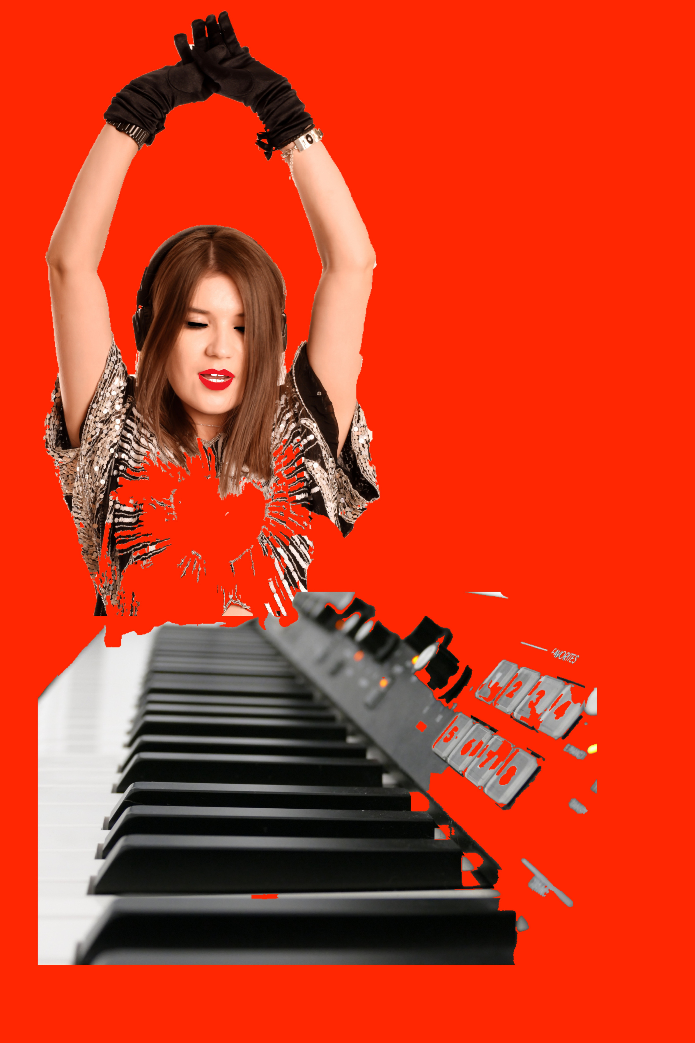 Anna Vernov visuel sur le rouge pour avatar sur Facebook. Piano et chanteuse. International NFT