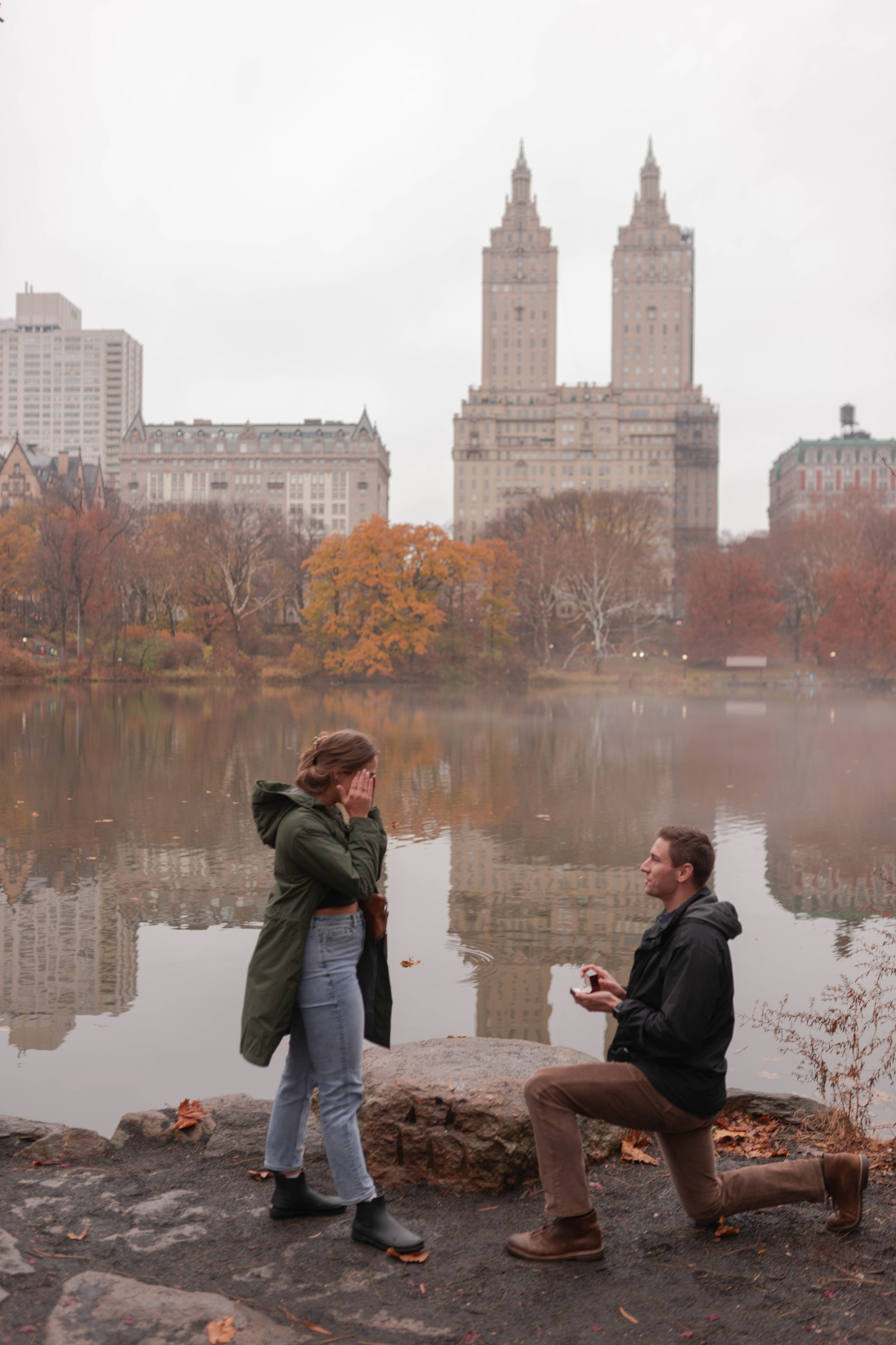 Emotional secret proposal in the Central Park New York