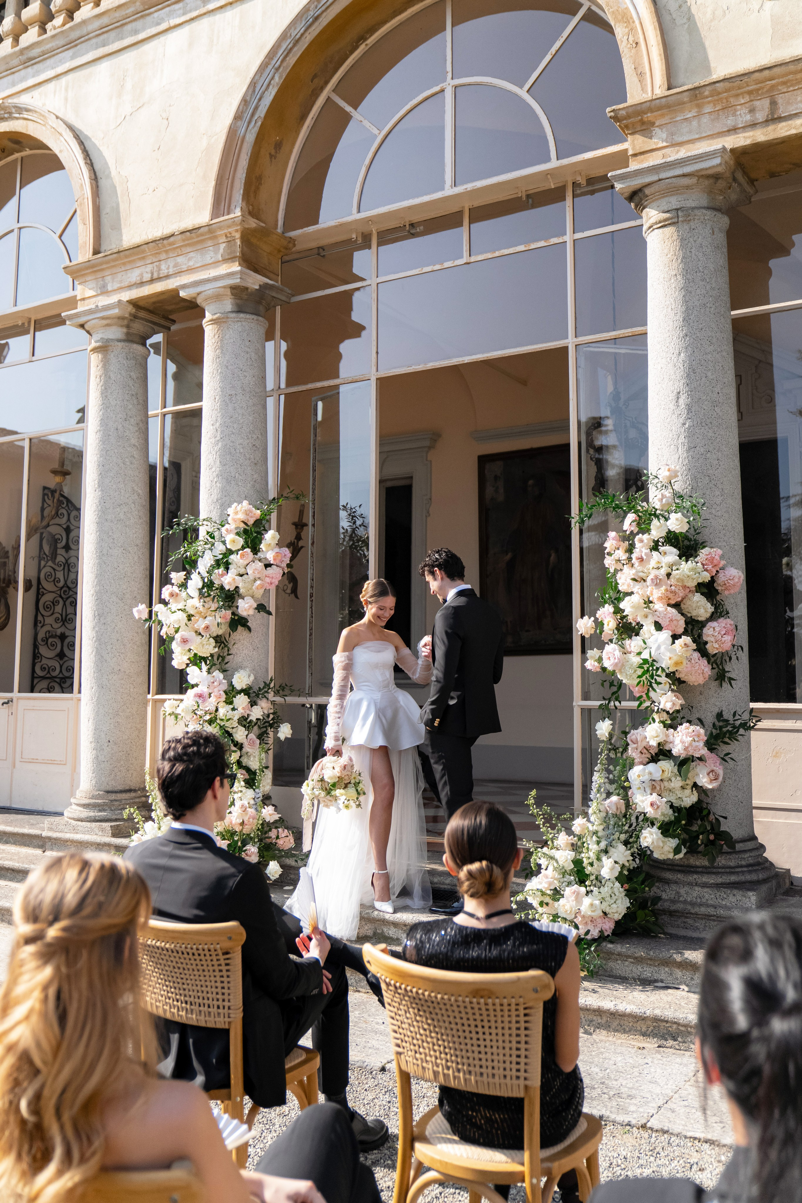 Emotional first look moment at Limassol wedding venue