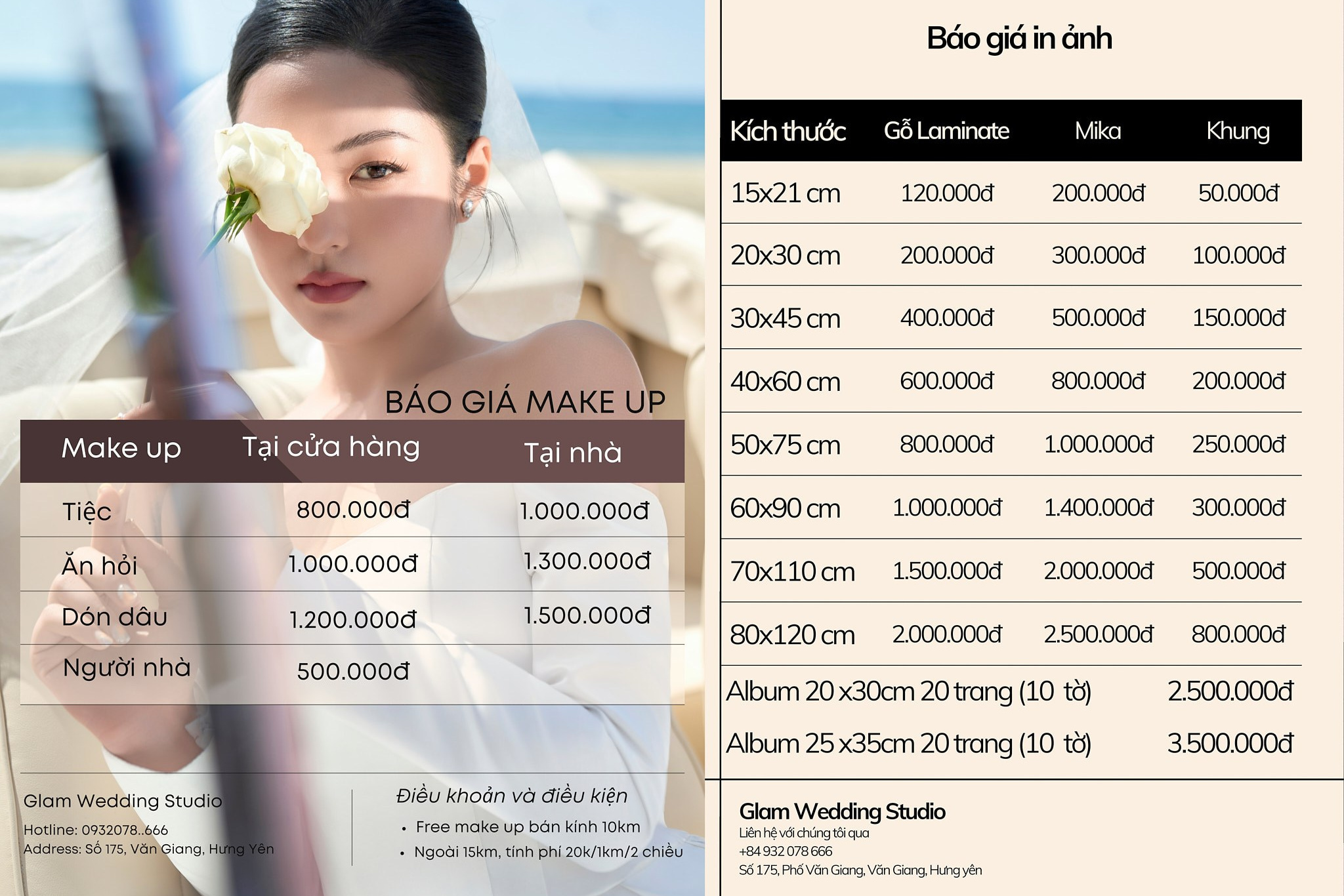 Báo Giá. Glam Wedding Studio