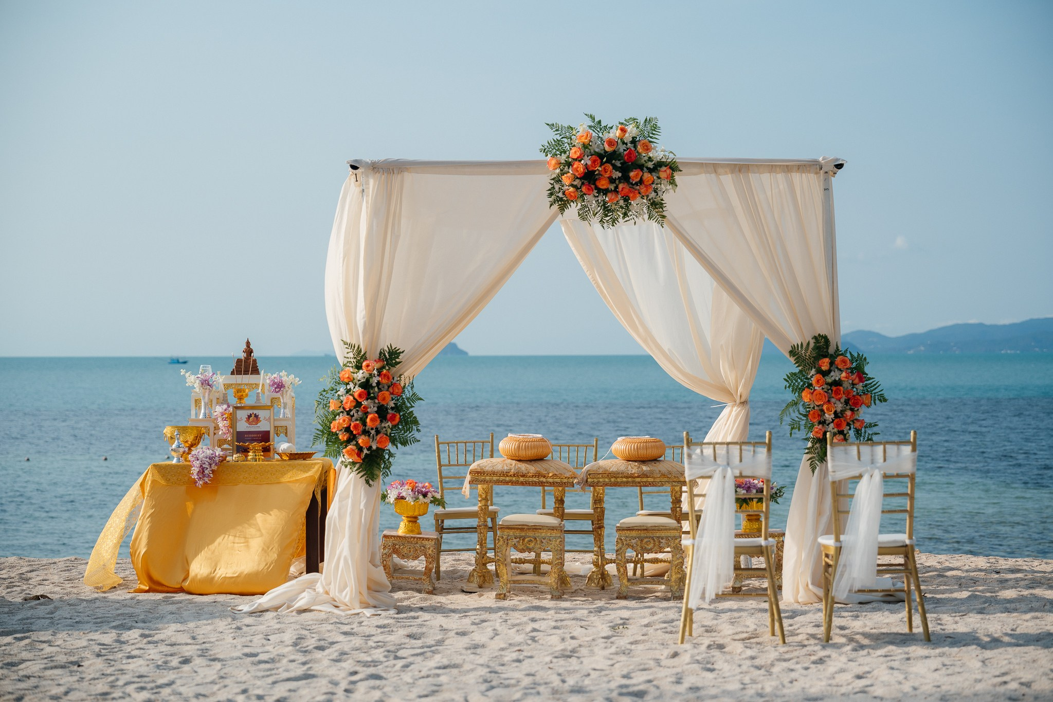 Buddhist ceremony. Wedding on Koh Samui, Thailand