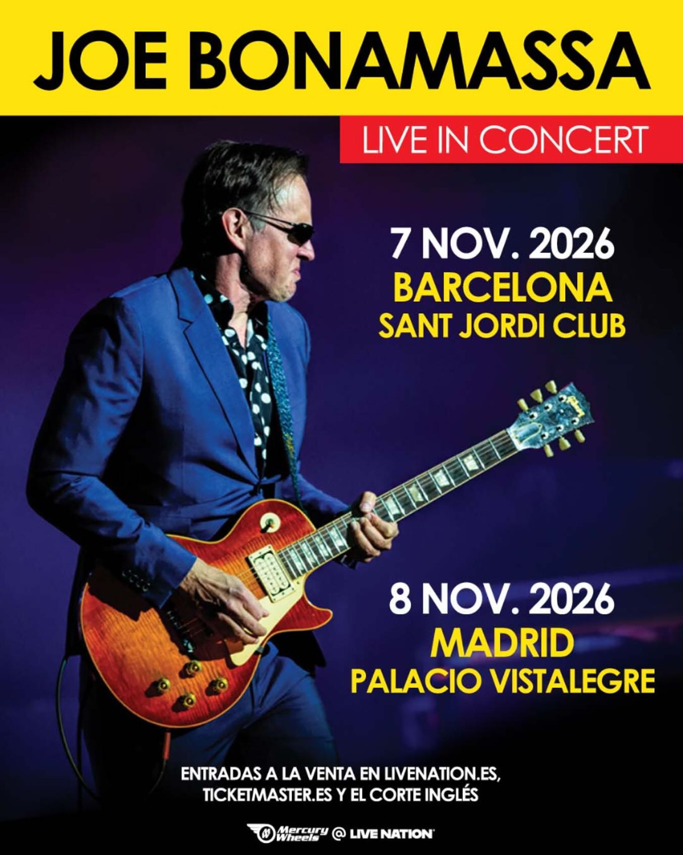 Joe Bonamassa Spain 2026 — concerts in Barcelona and Madrid (7–8 November) | FOTKAI