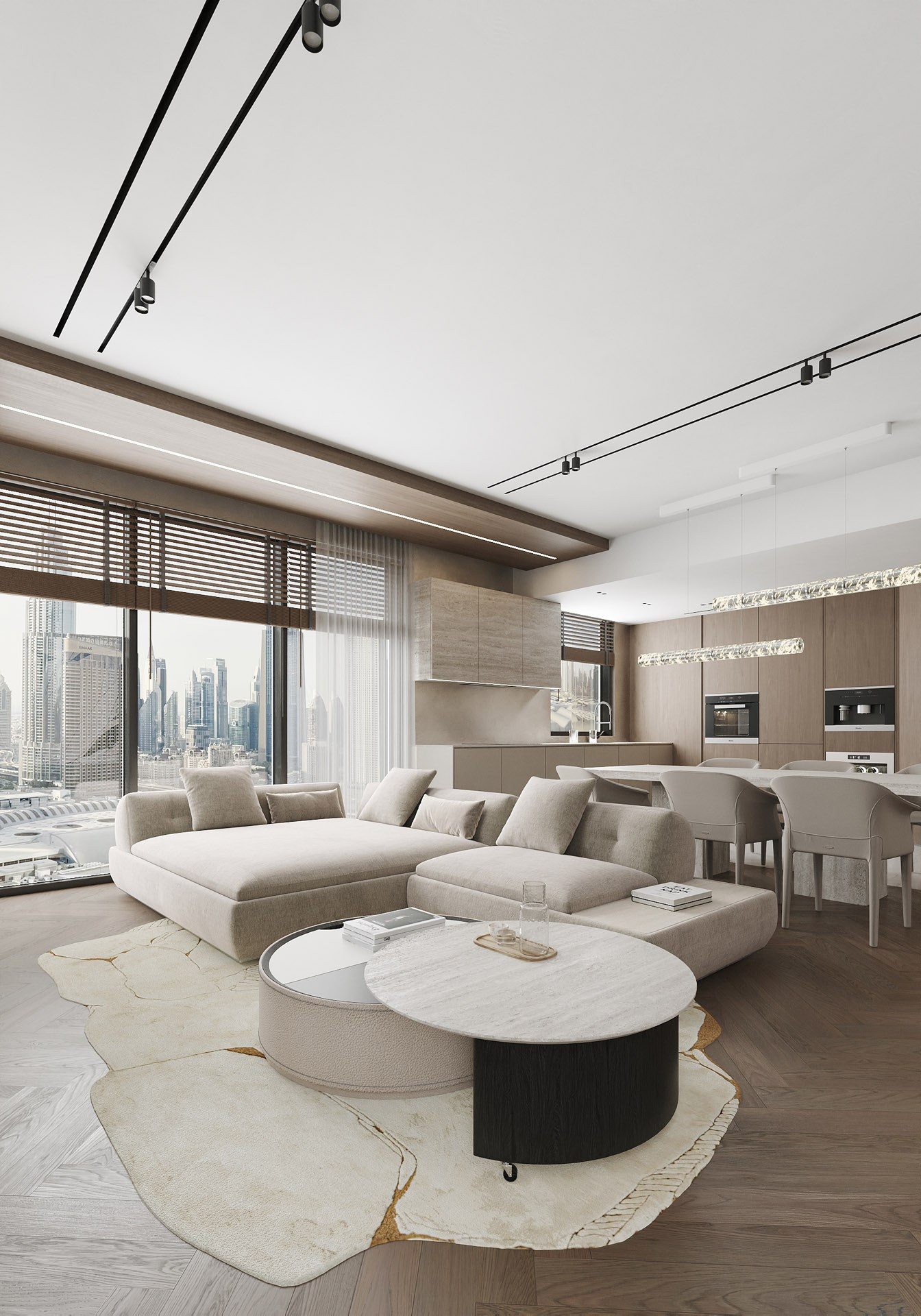APARTMENT WITH BURJ KHALIFA VIEW. Дизайн интерьера и 3D-визуализация | AB Design Buro