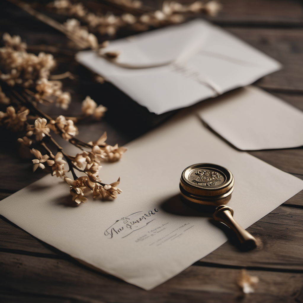 A luxurious envelope featuring an elegant golden seal, designed to enhance branding and marketing efforts, symbolizing sophistication and exclusivity.