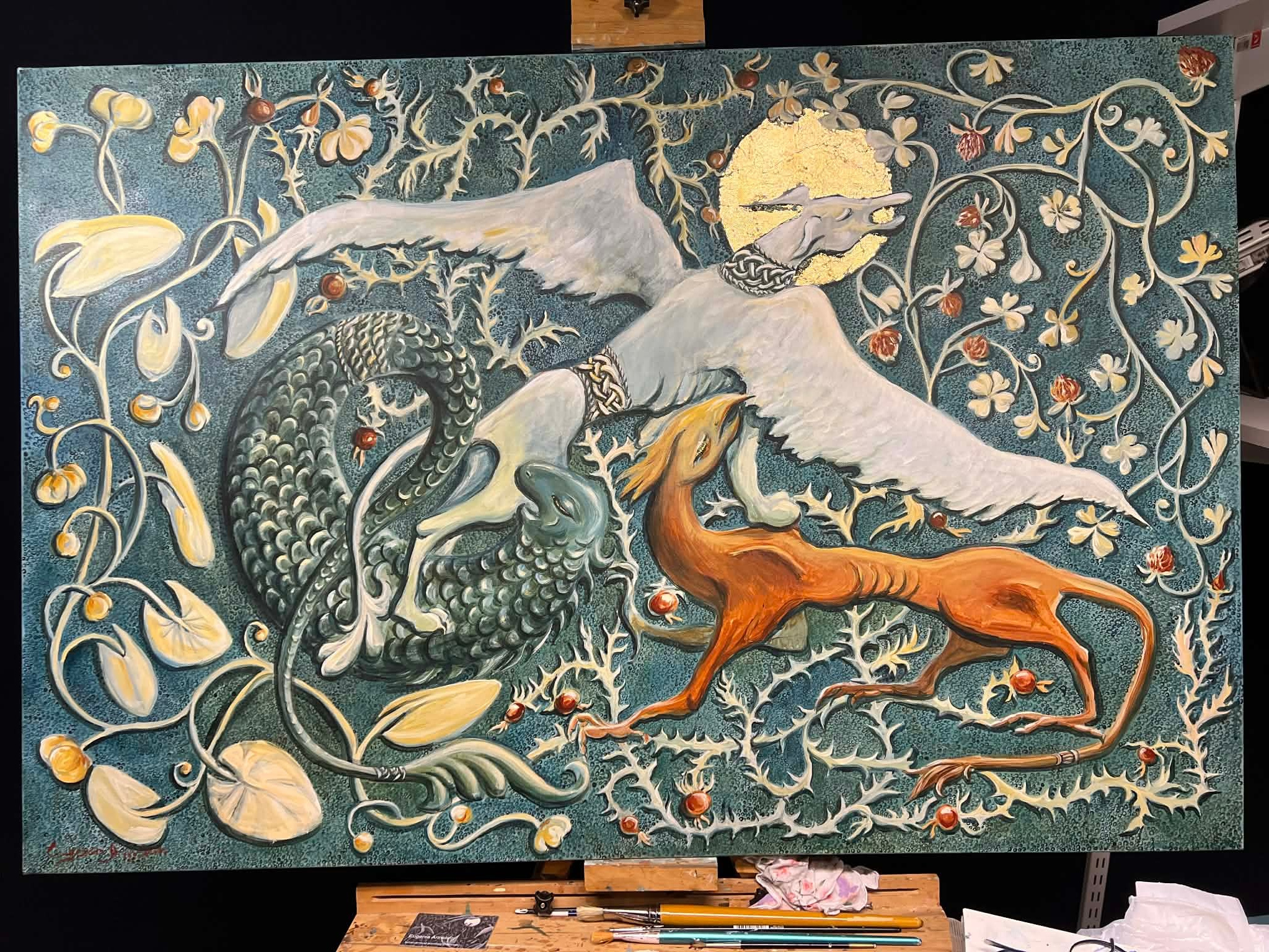 Ornamentala interiörmålningar i akryl. Eugenia Arinstein — konstnär som skapar handgjord måleri och illustration med känsla, färg och närvaro. Verksam i Nynäshamn