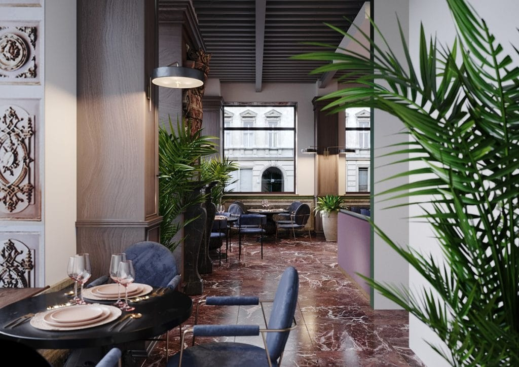 ITALIAN RESTAURANT. Interior Design & 3D Rendering | Alena Bulataya Design Buro