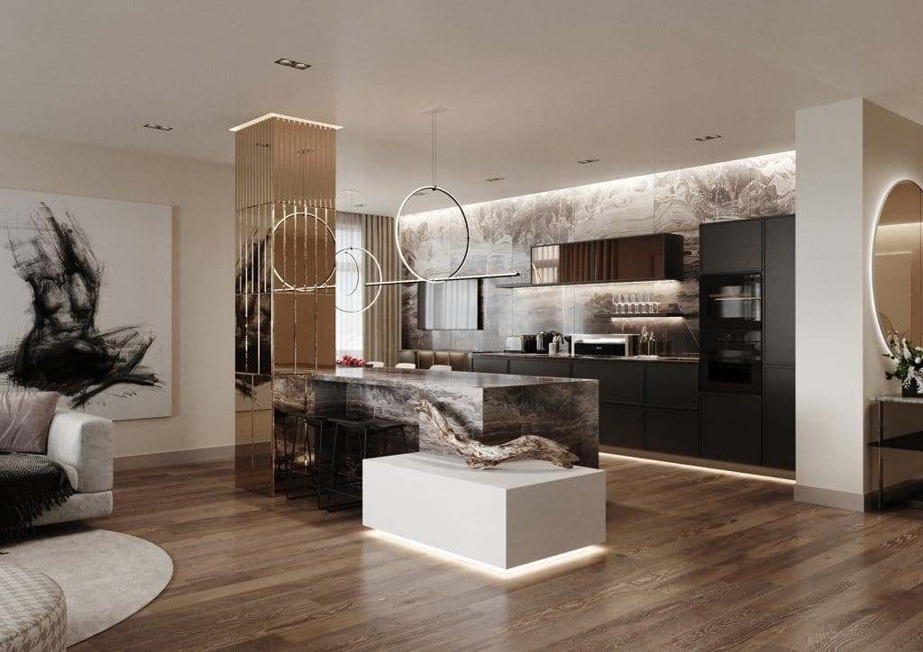 STONE APARTMENT. Interior Design & 3D Rendering | Alena Bulataya Design Buro