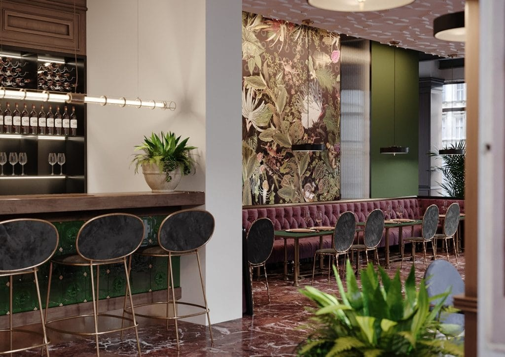 ITALIAN RESTAURANT. Interior Design & 3D Rendering | Alena Bulataya Design Buro