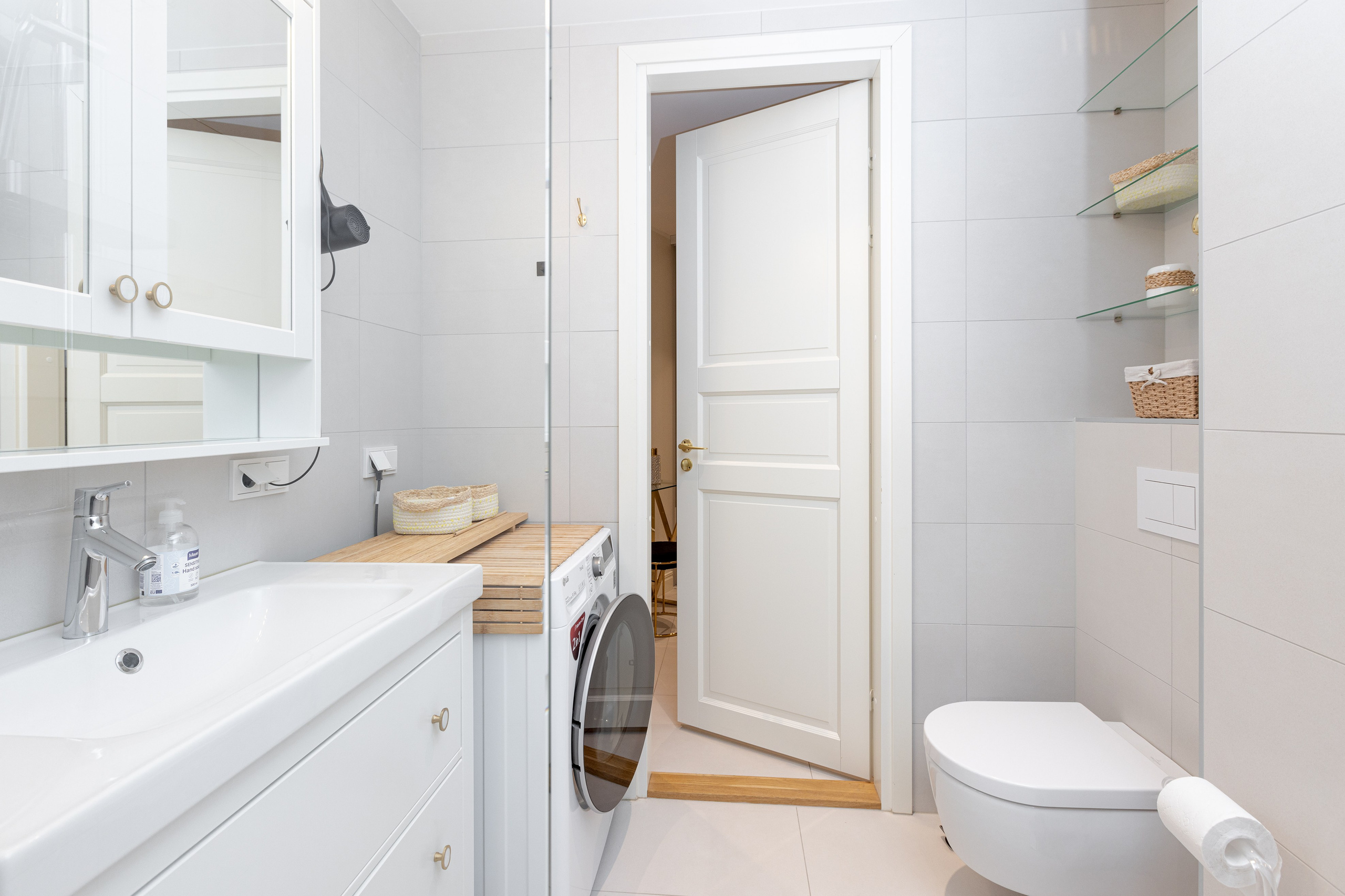 High-end bathroom interior photography with marble textures and editorial lighting 