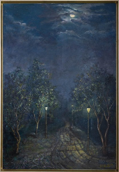 "Silent  Alley." 2014, Tashkent, Uzbekistan. Canvas, Oil, 100-70 cm, (framed), 6000 USD / 22000 AED  plus shipping, free delivery for Dubai 