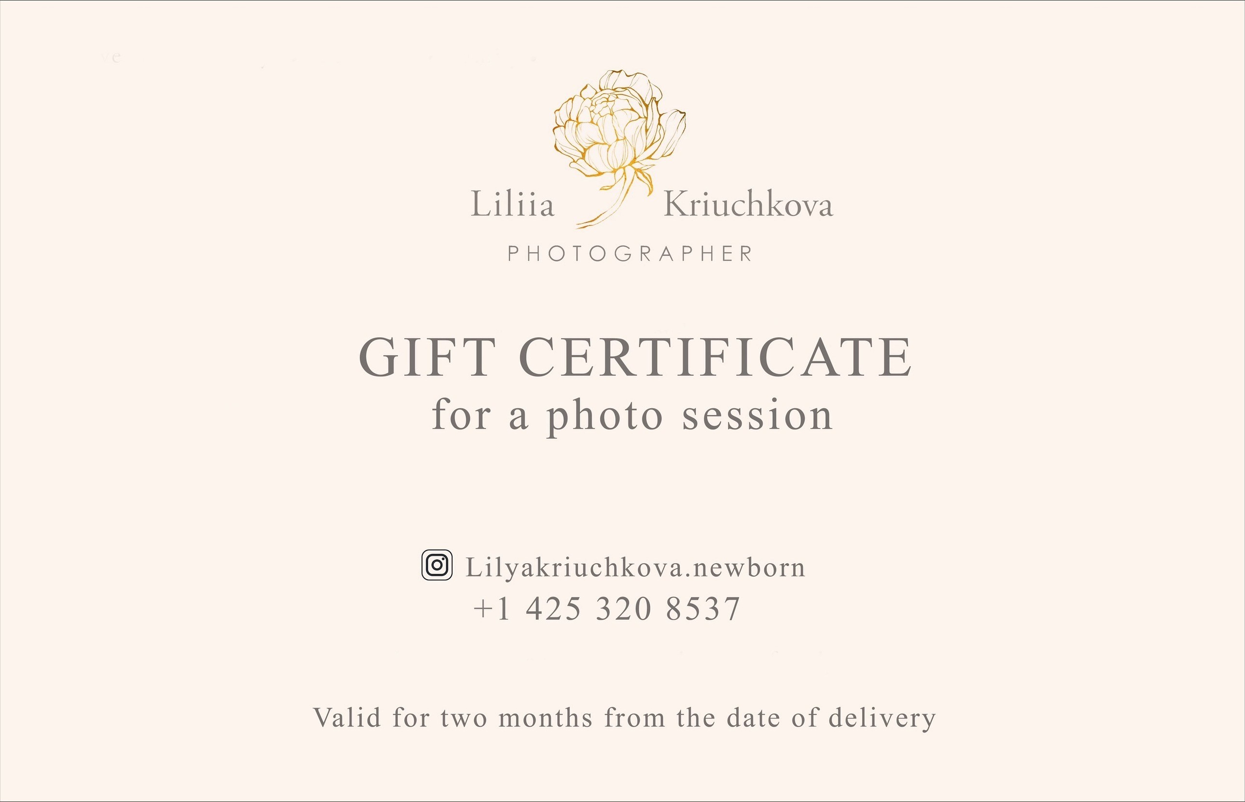 GIFT CARD. Newborn, pregnancy, family photographer in New Jersey