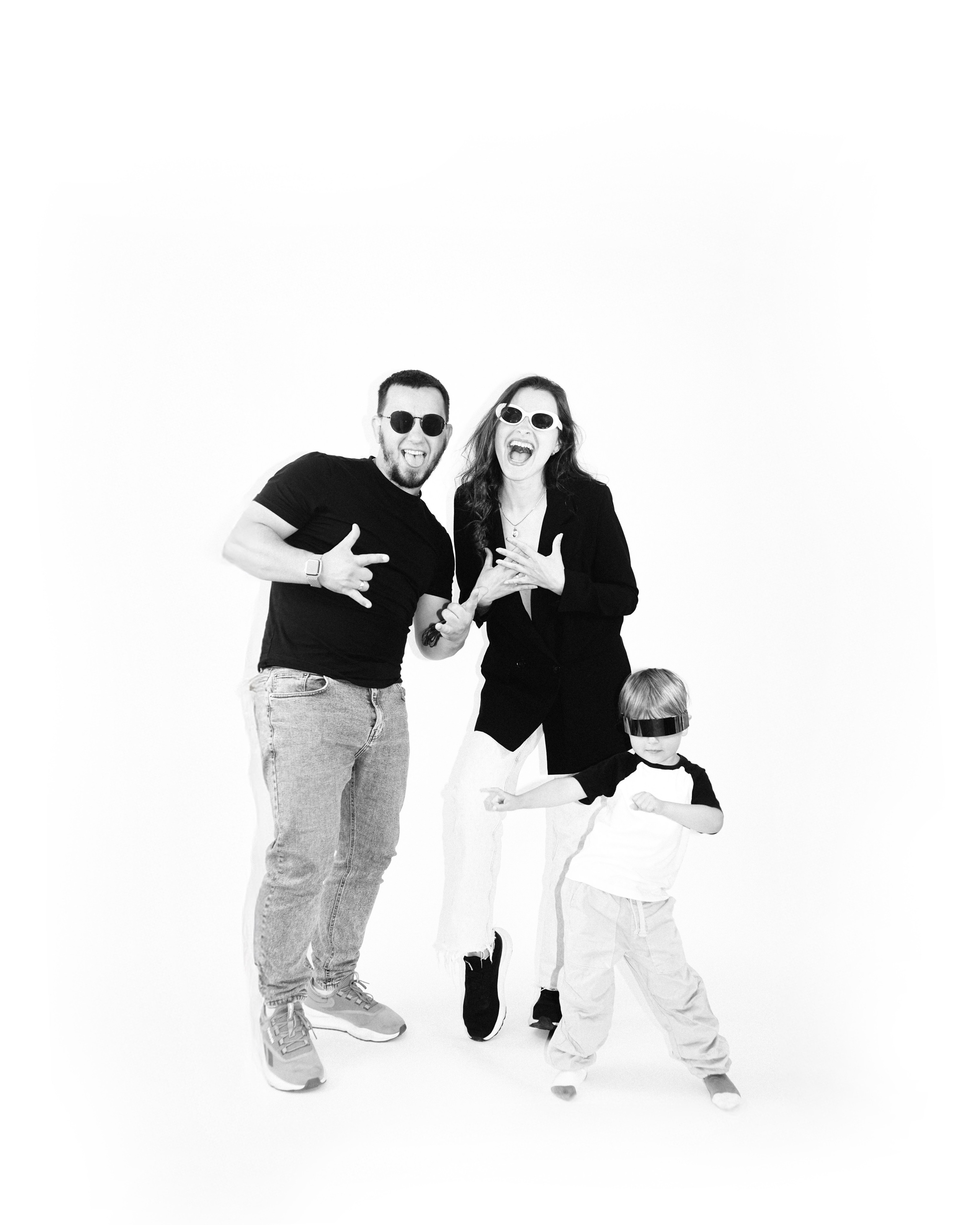 Family portrait session in Wexford studio — bold, artistic photoshoot capturing movement and connection.