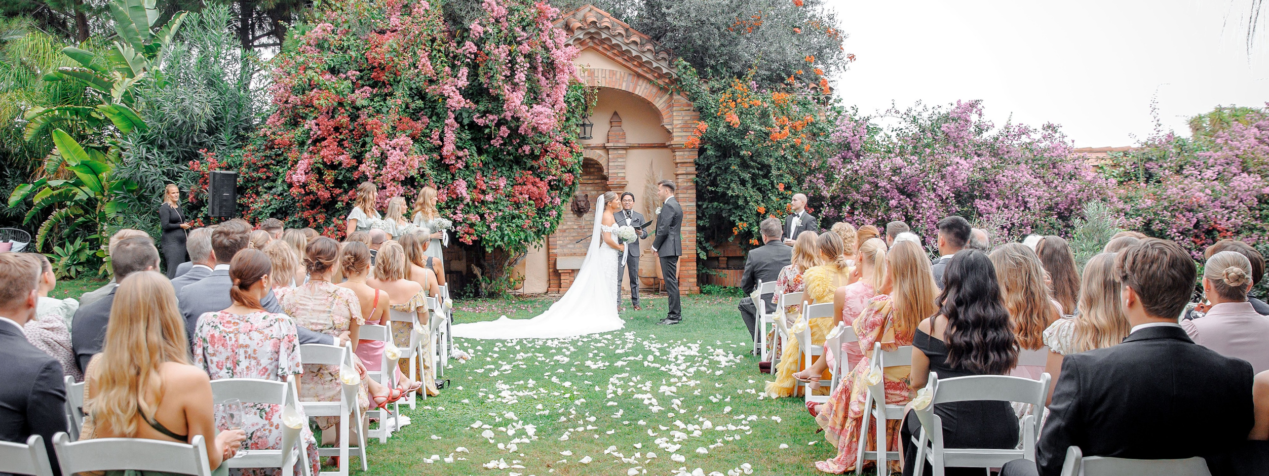 Outdoor ceremony setup at a luxury Barcelona wedding venue