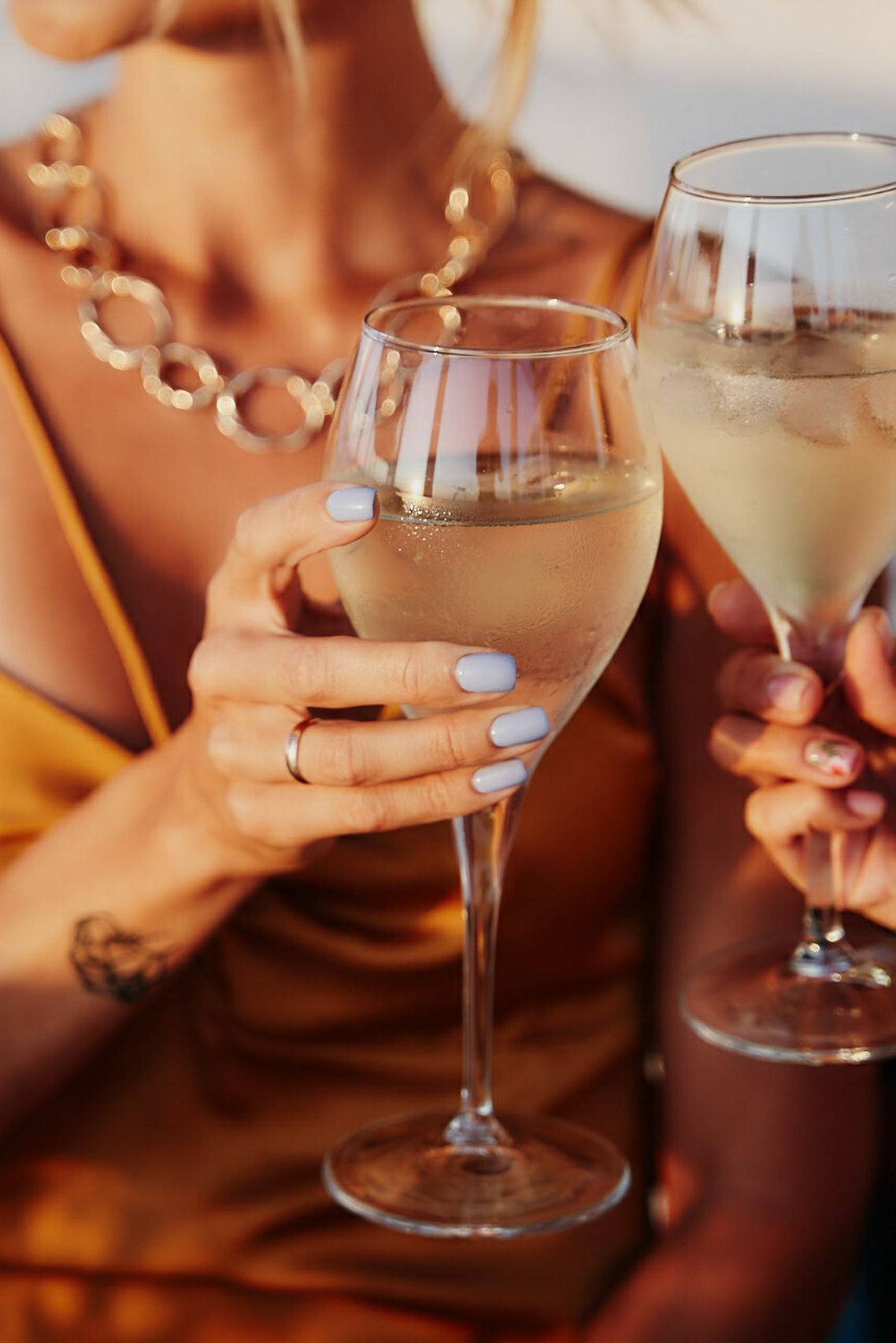 Woman with drink, romantic moment