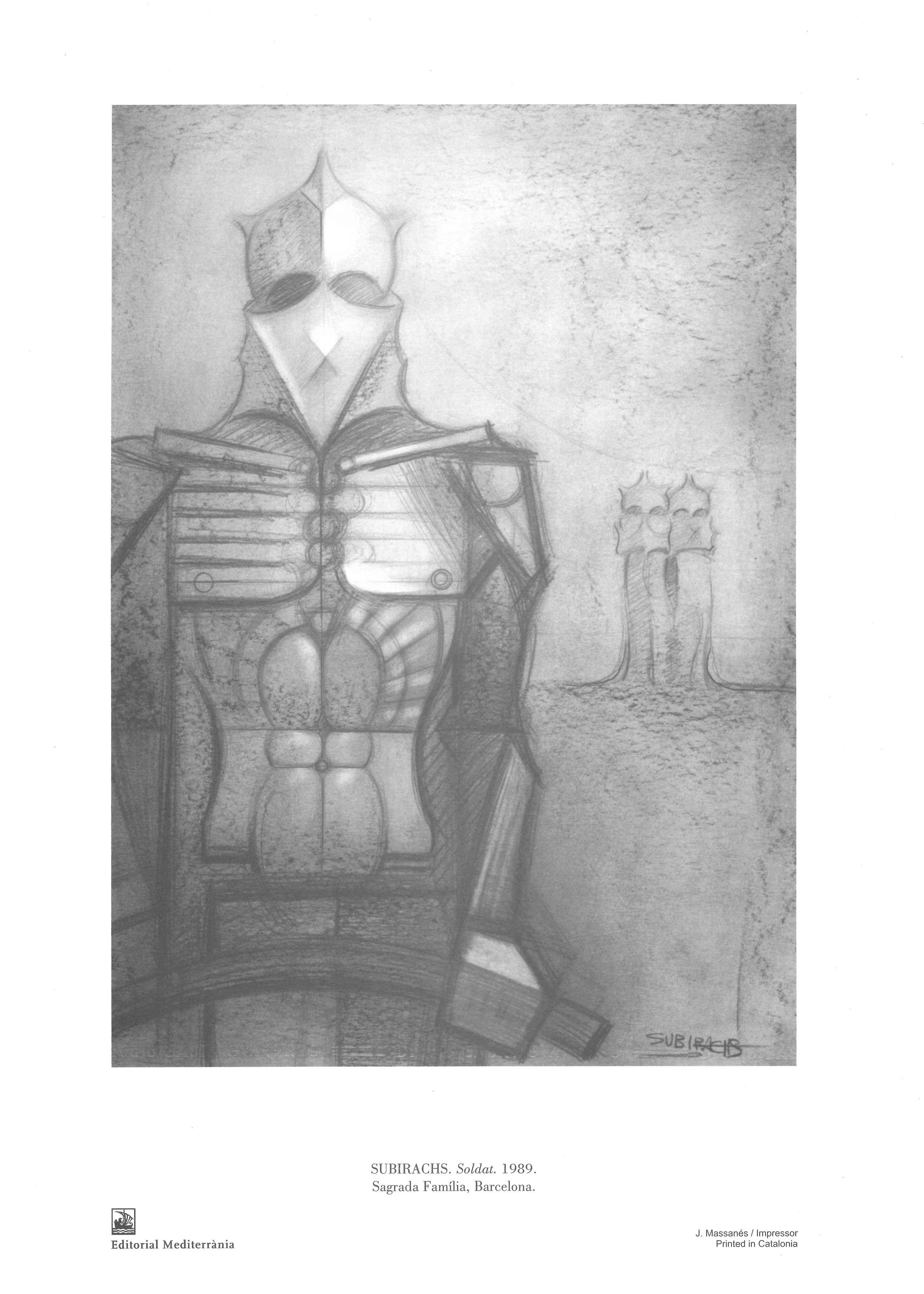 Soldier  sketch Sagrada Familia in Barcelona Josep Maria Subirachs