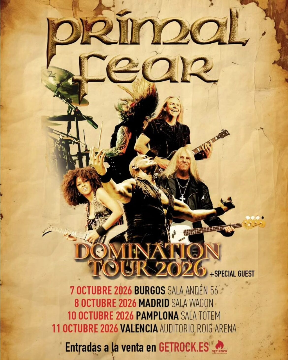 La banda alemana de power metal Primal Fear traerá su «Domination Tour» a cinco ciudades de España | FOTKAI