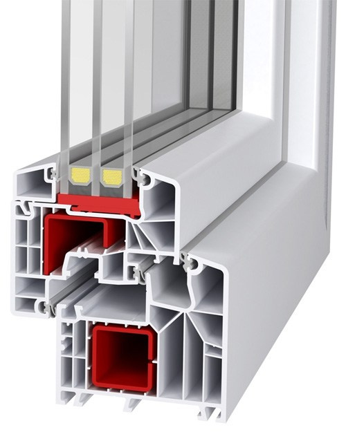 Шести-камерная профильная система марки Aluplast, с двухкамерным стеклопакетом.