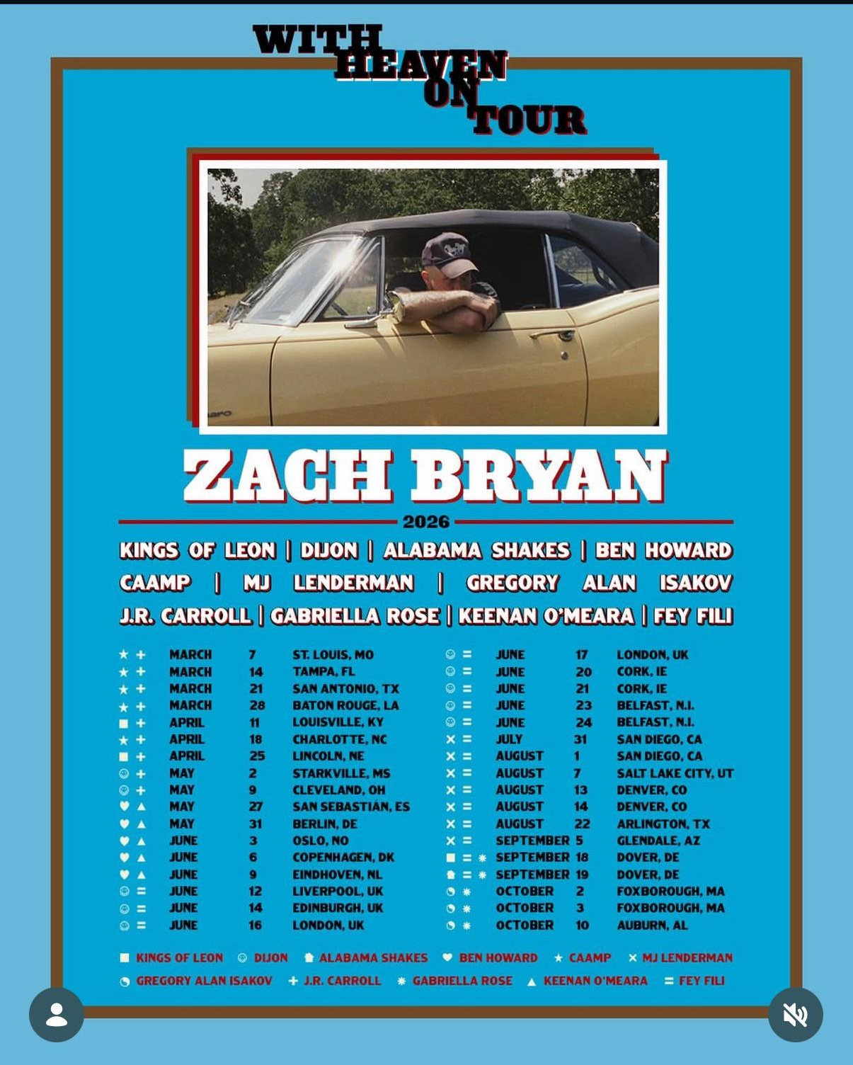 Zach Bryan en España: concierto en San Sebastián con With Heaven On Tour | FOTKAI