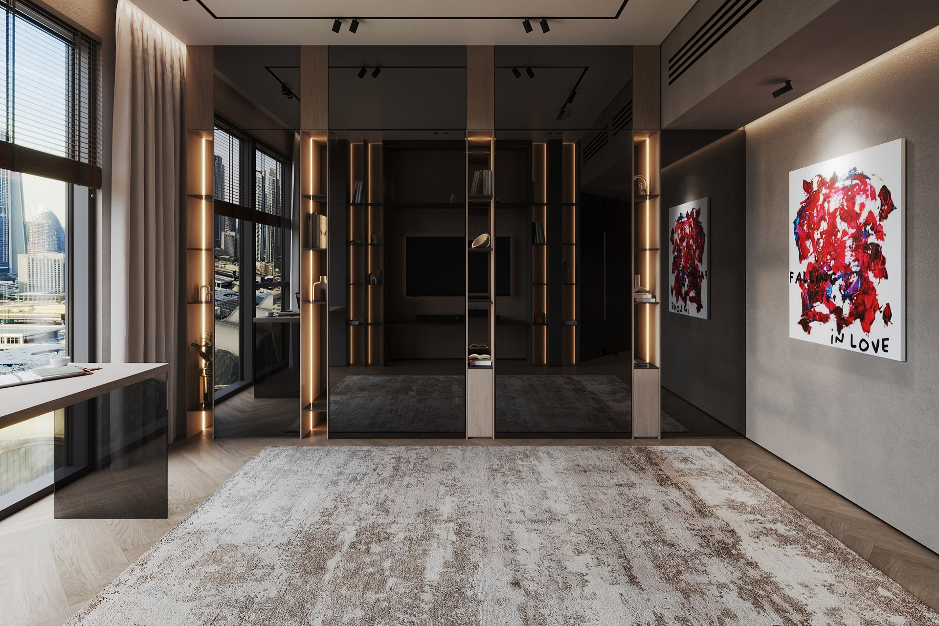 APARTMENT WITH BURJ KHALIFA VIEW. Дизайн интерьера и 3D-визуализация | AB Design Buro