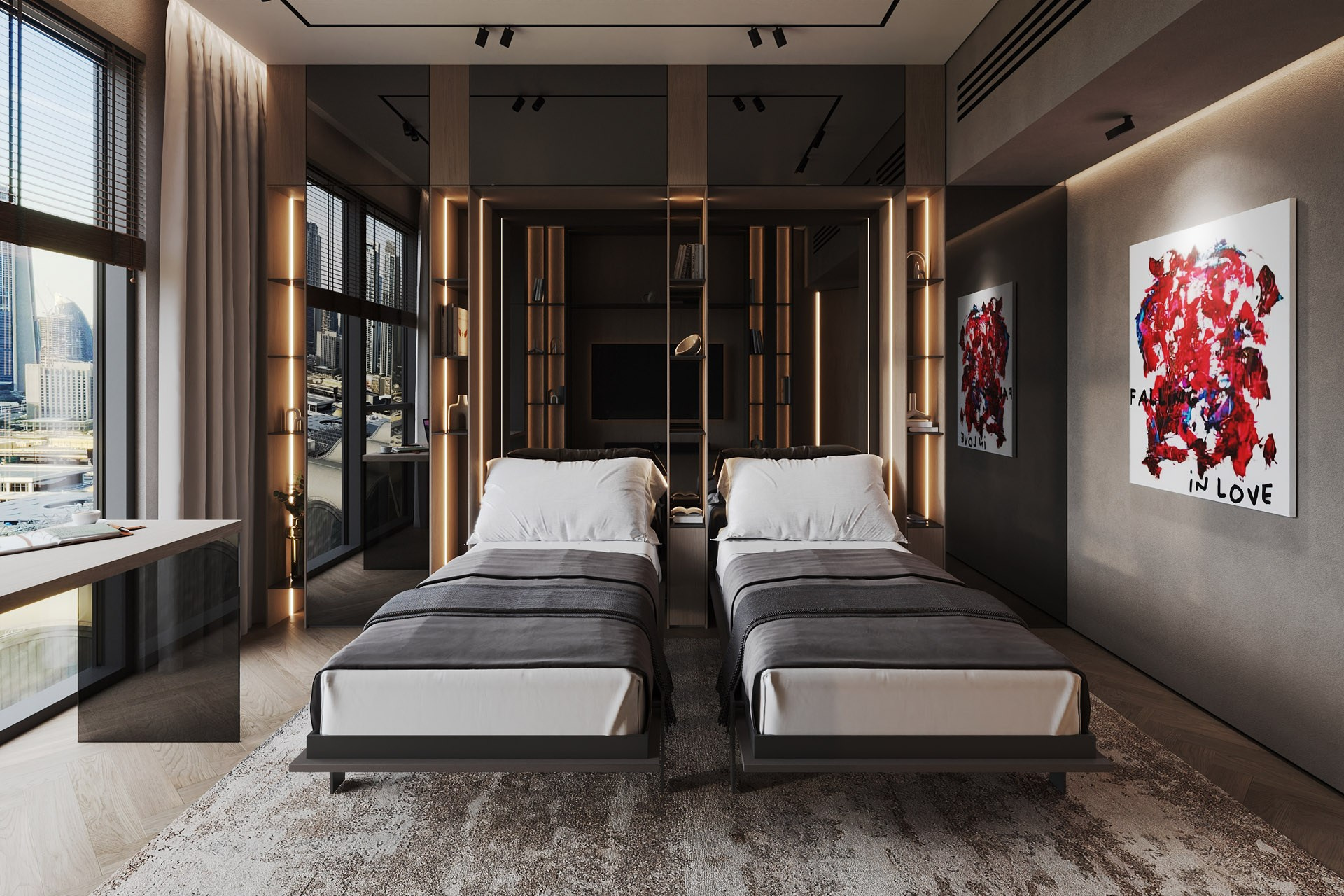 APARTMENT WITH BURJ KHALIFA VIEW. Дизайн интерьера и 3D-визуализация | AB Design Buro