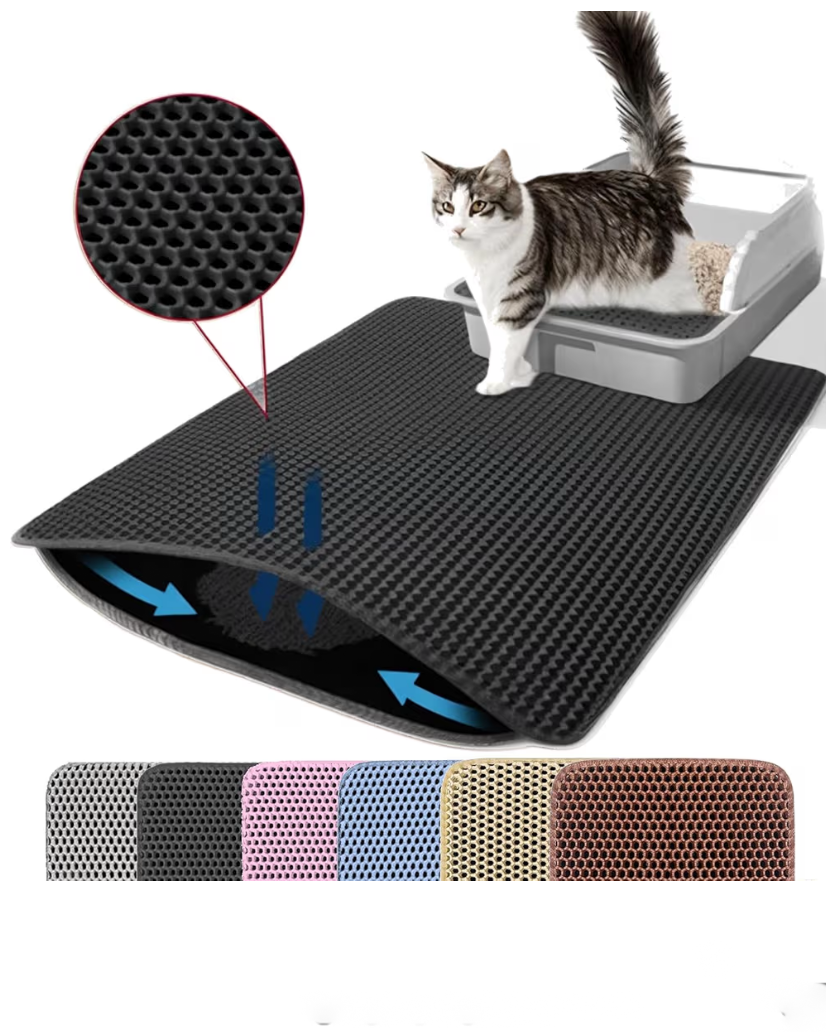 Waterproof cat litter tracking mat for litter box area easy clean