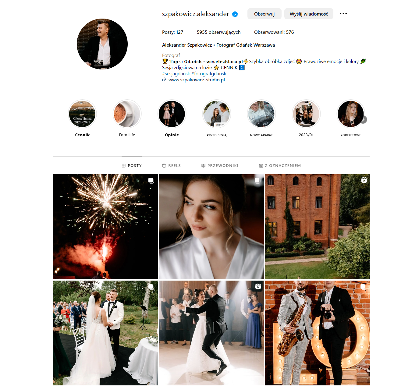 Oferta fotografii ślubnej - Cennik fotografia ślubna Gdańsk - cena. Fotograf Ślubny Warszawa - Sesje Biznesowe Rodzinne Eventy