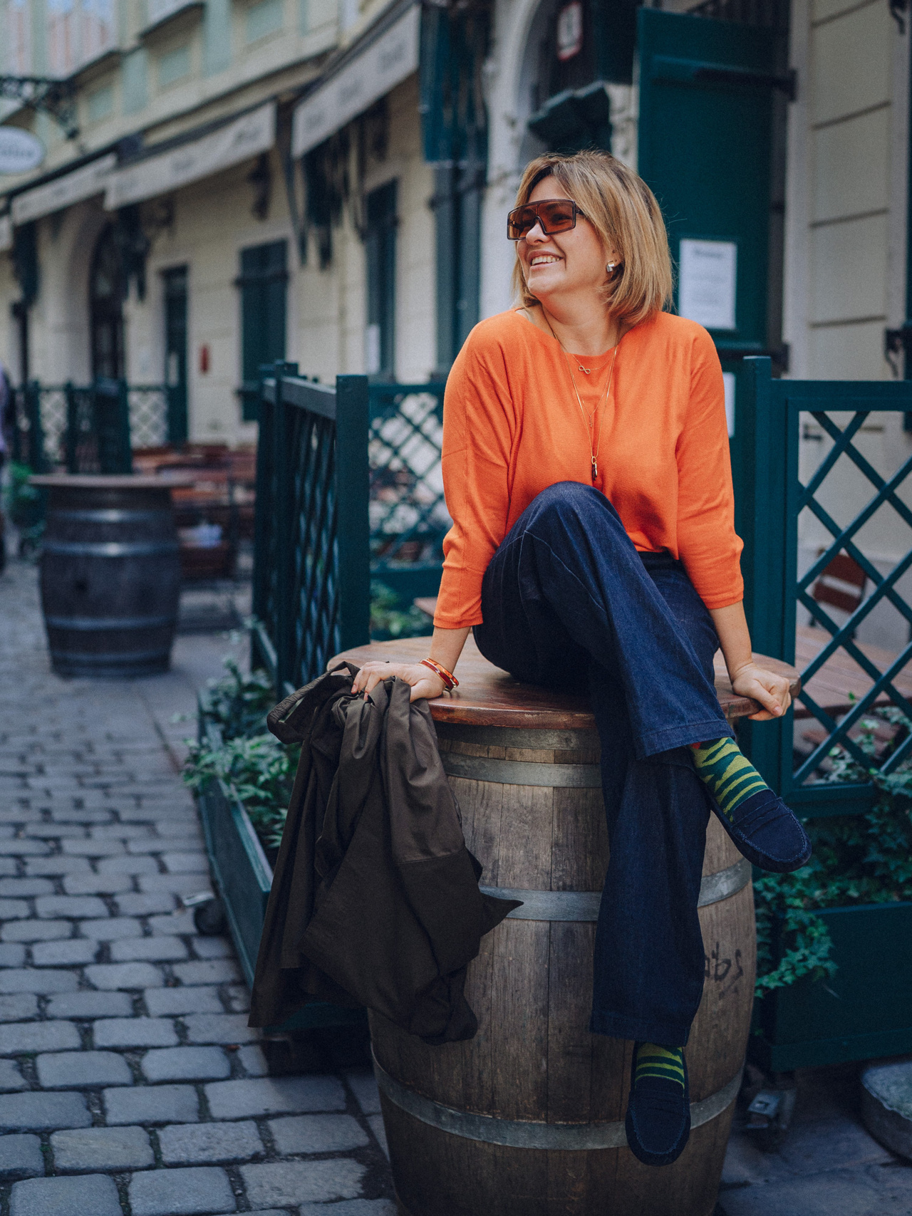 A relaxed woman during a photo walk in Vienna