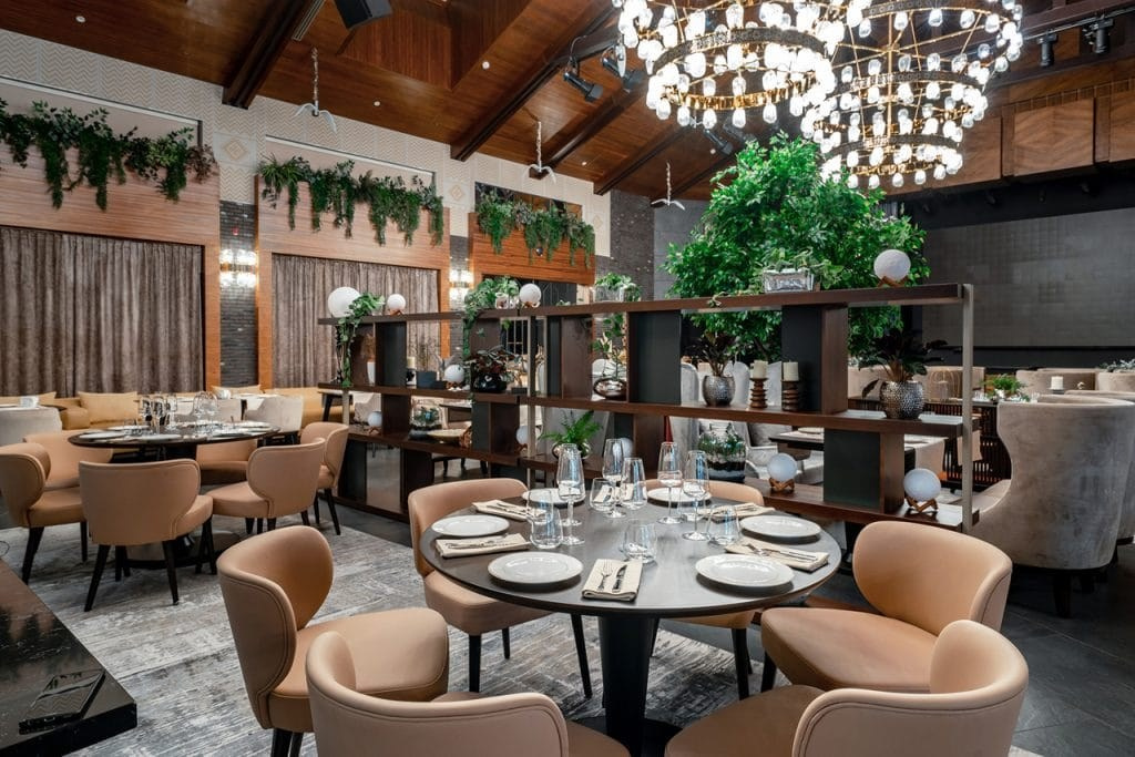 RESTAURANT WITH ELEMENTS OF NATURE. Interior Design & 3D Rendering | Alena Bulataya Design Buro