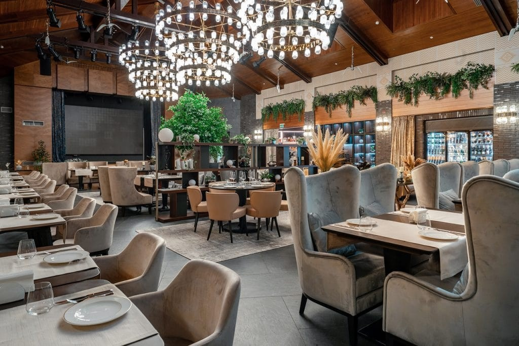 RESTAURANT WITH ELEMENTS OF NATURE. Interior Design & 3D Rendering | Alena Bulataya Design Buro
