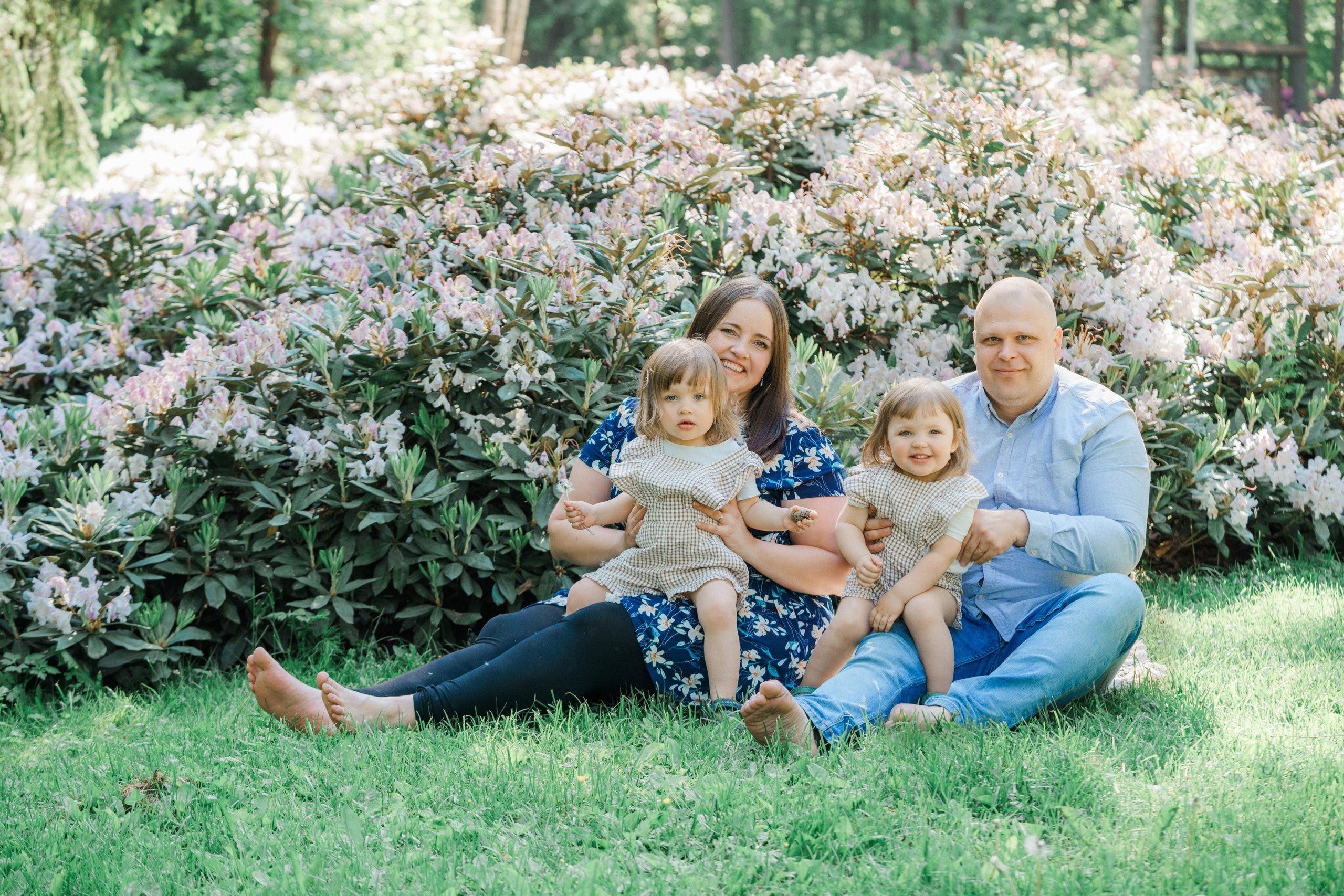 Perhekuvaus alppiruusupuistossa