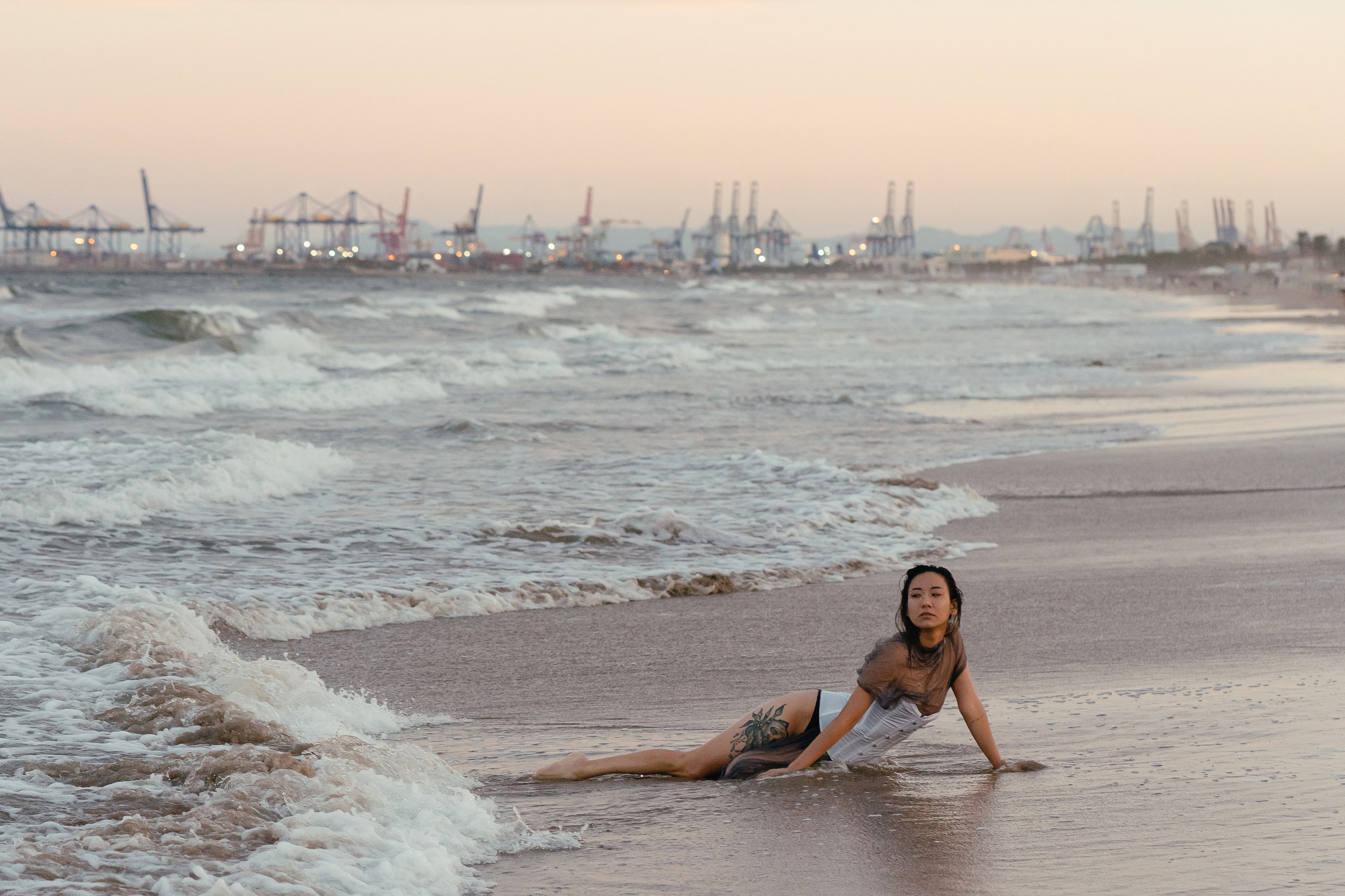 Portrait of a girl on the seashore 