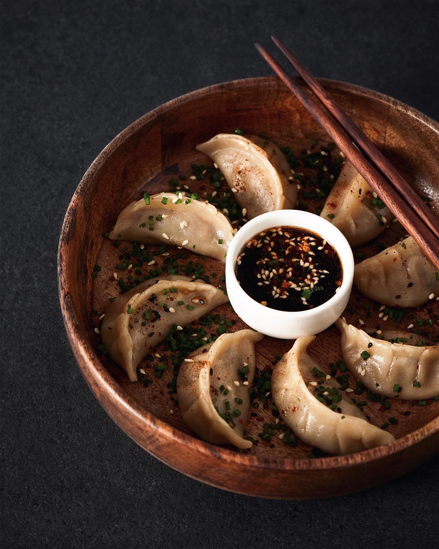 gyoza with soy sauce