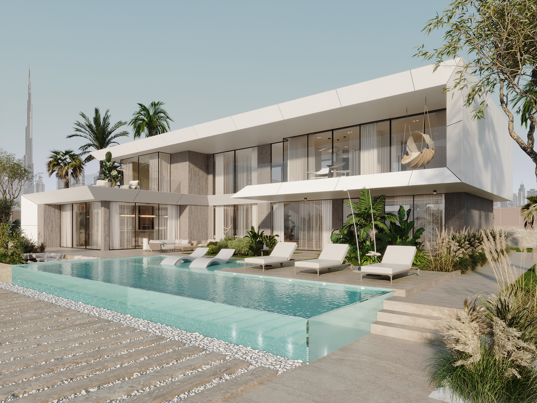 WHITE VILLA IN DUBAI. Interior Design & 3D Rendering | Alena Bulataya Design Buro
