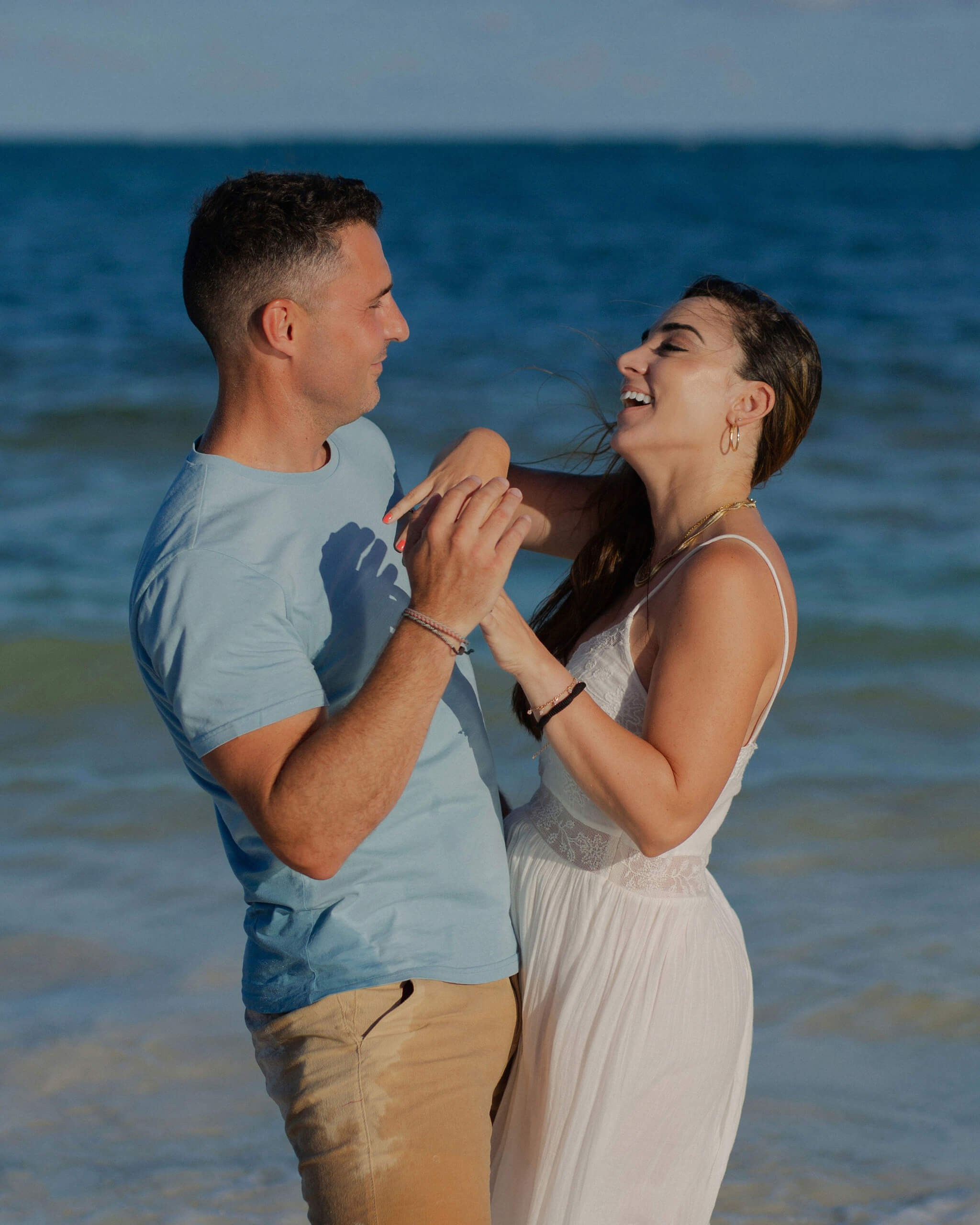 Watamu Kenya engagement photo session, romantic couple at shoreline.