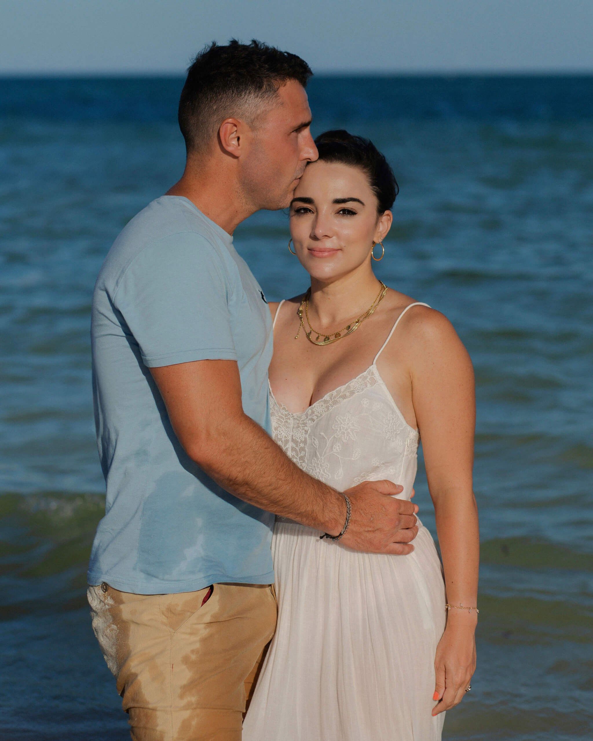 Kenya beach stroll, relaxed couple portraits by ocean in Watamu.