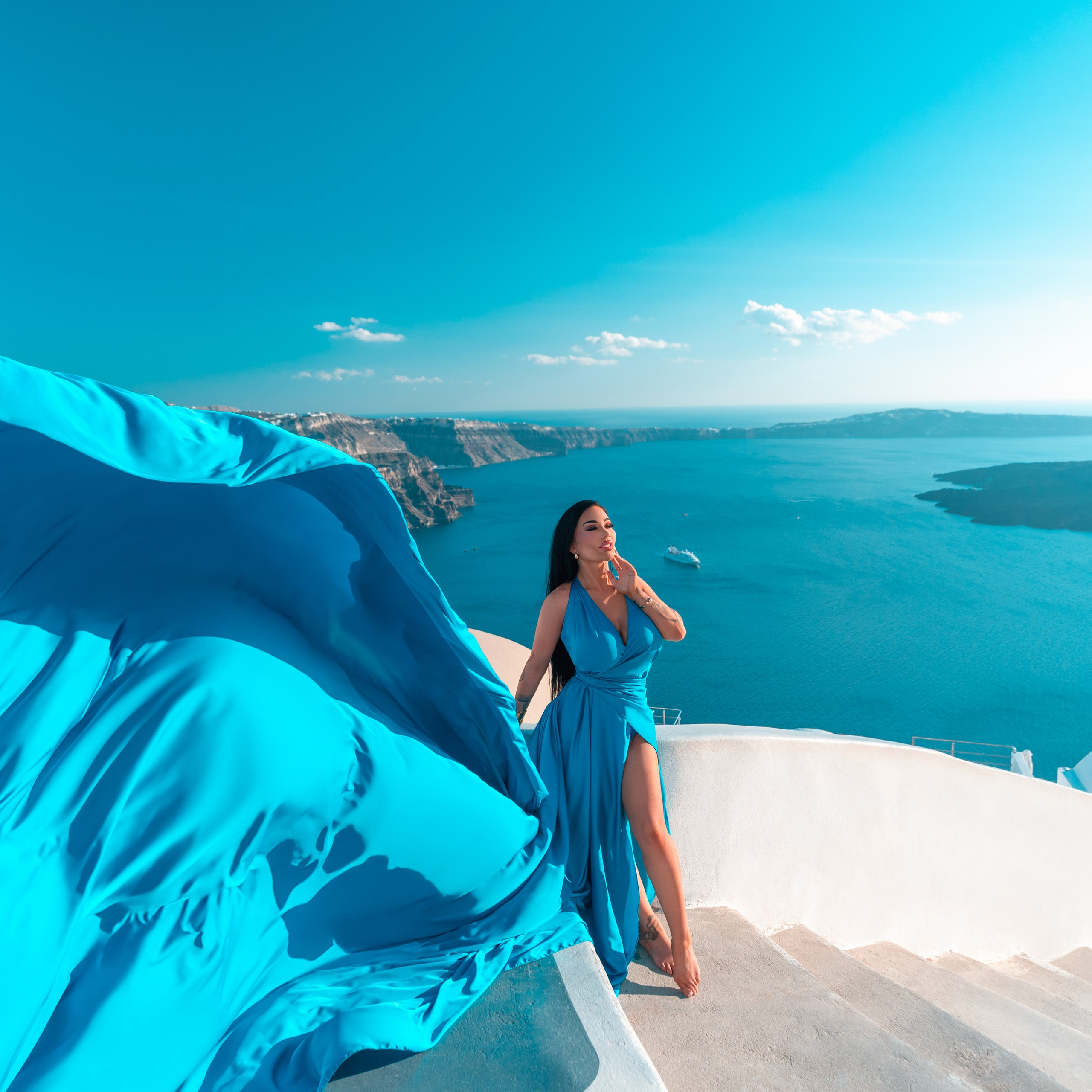 Photoshoot with flying dress