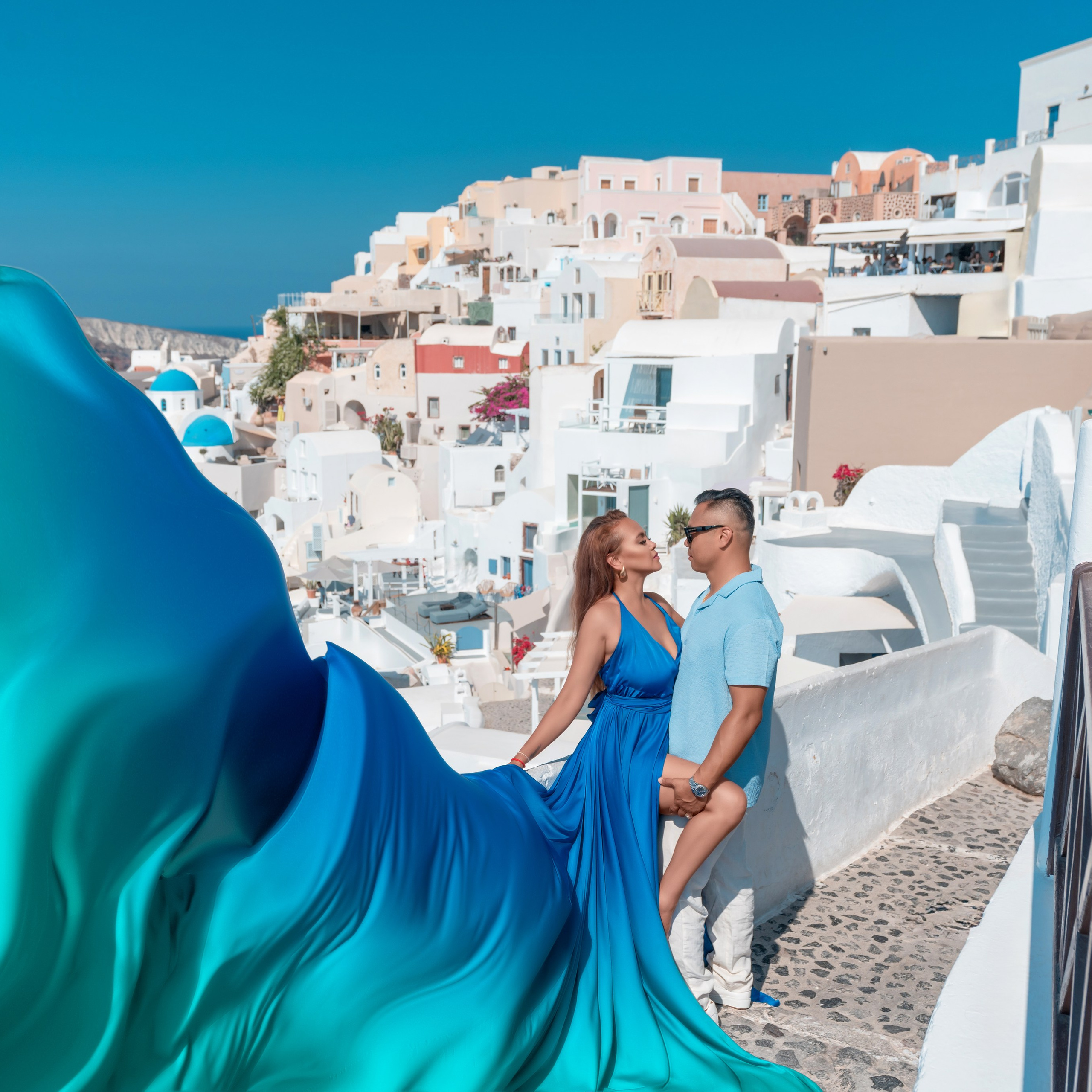 A&nbsp;Royal Affair: Flying in&nbsp;Blue in&nbsp;Santorini