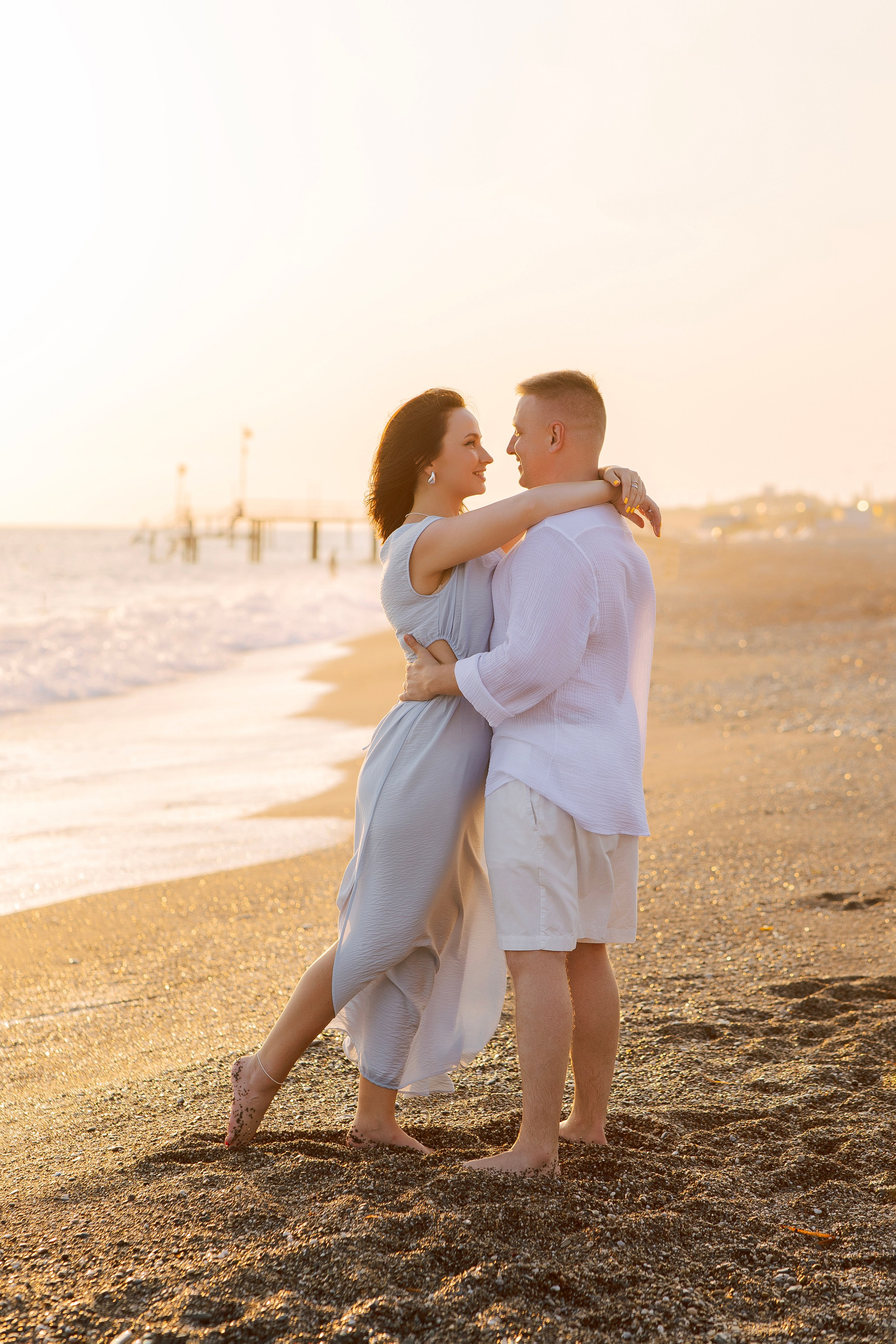 Family photo session on the beach in Side at sunset
